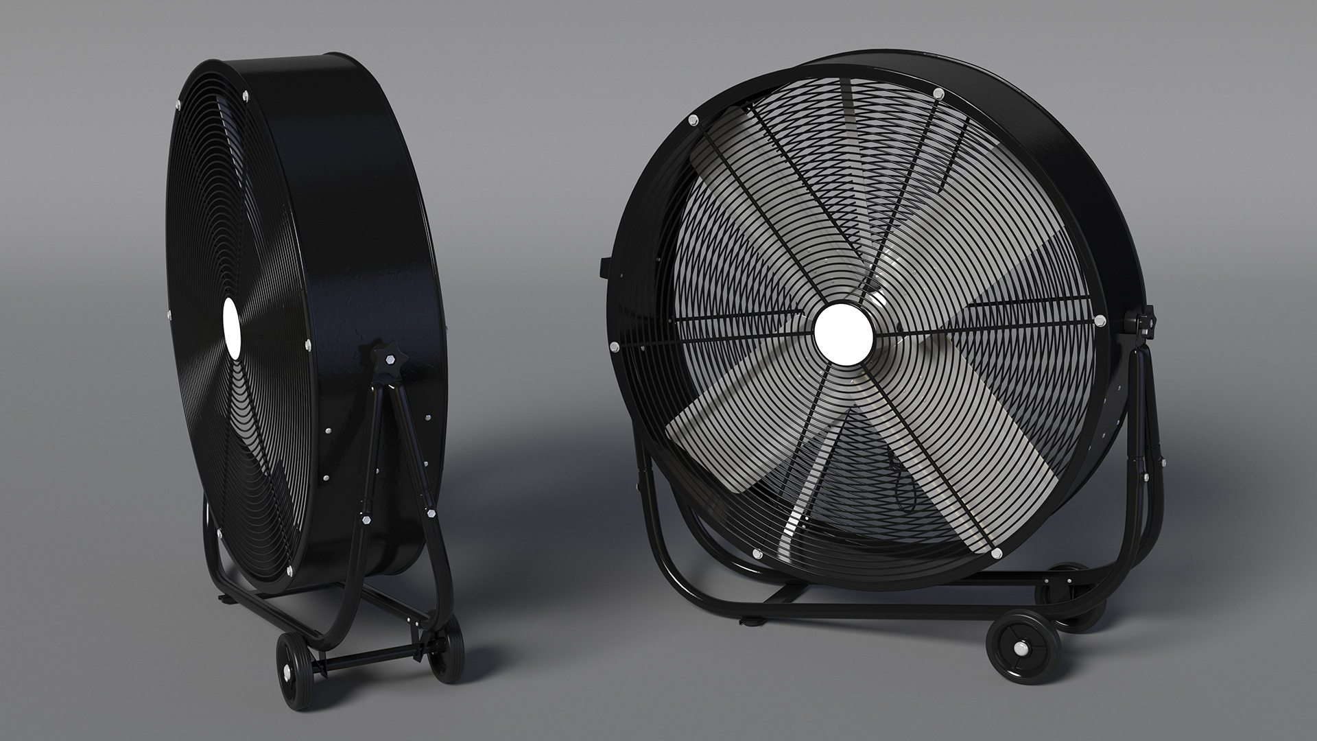 Industrial Floor Fan with Wheels 3D