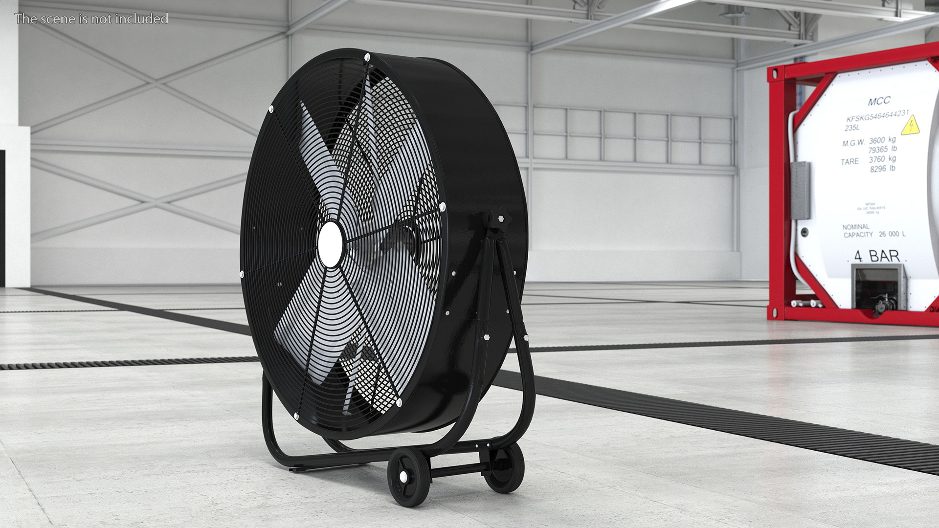 Industrial Floor Fan with Wheels 3D