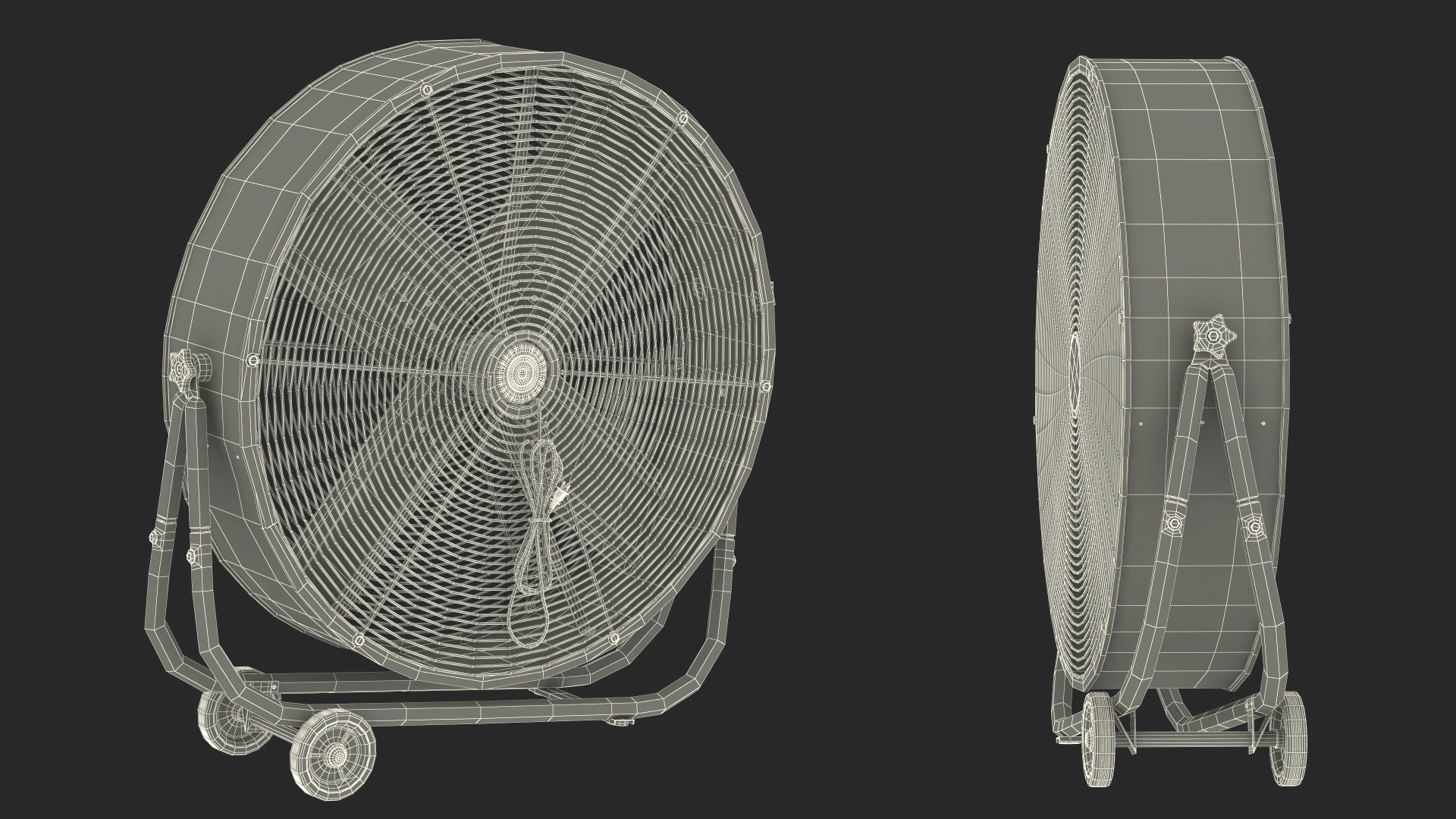 Industrial Floor Fan with Wheels 3D