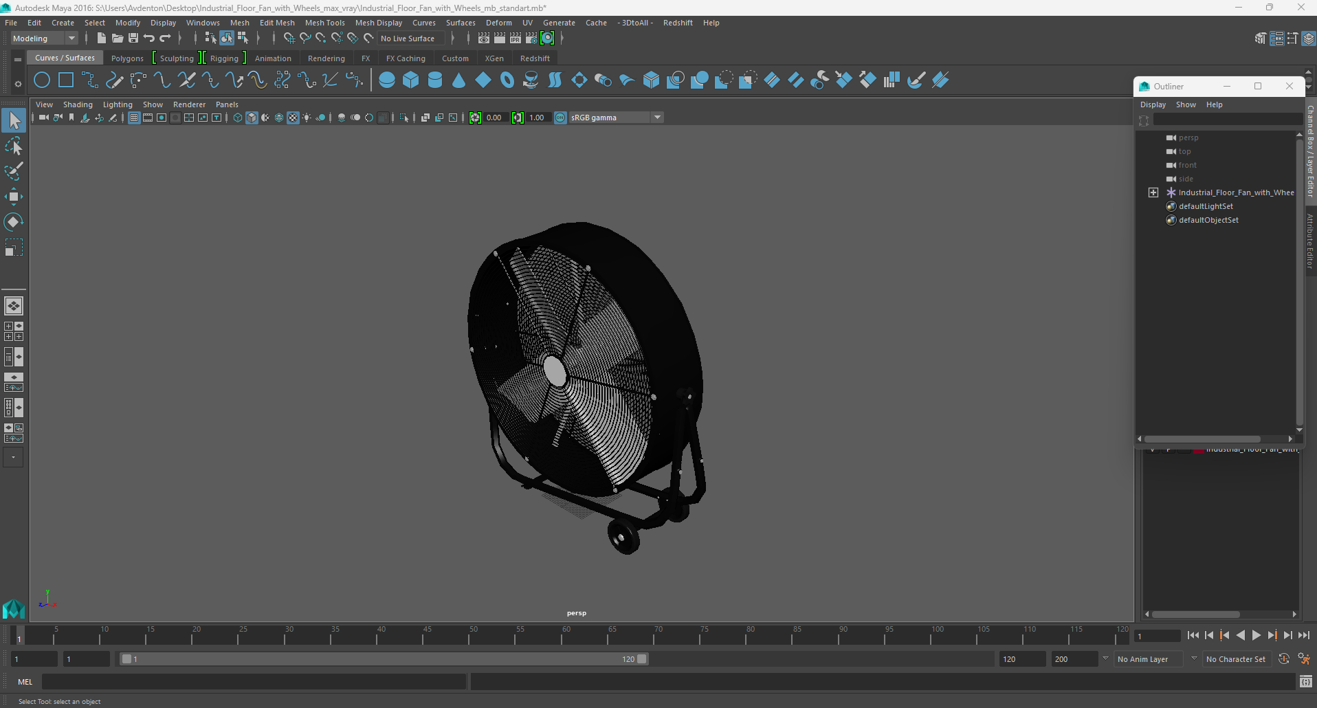 Industrial Floor Fan with Wheels 3D