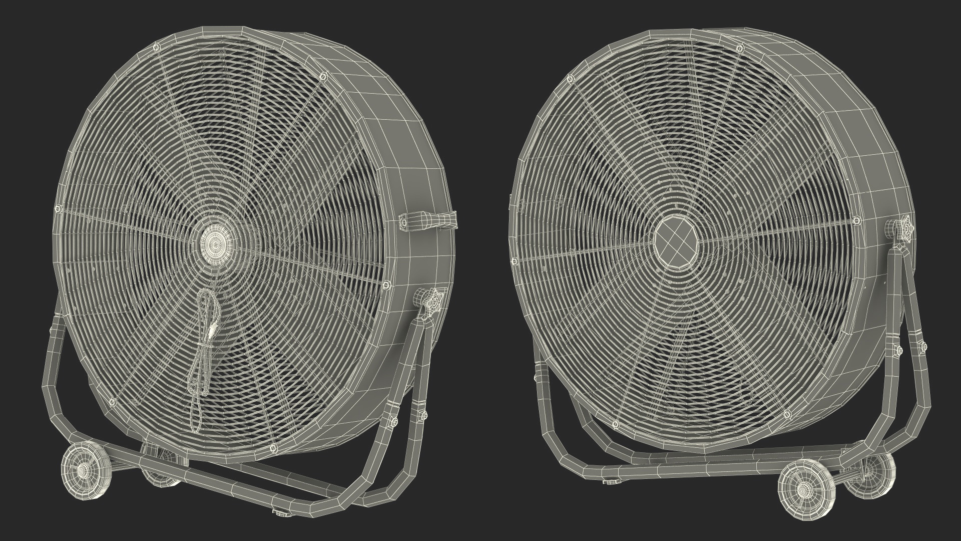 Industrial Floor Fan with Wheels 3D