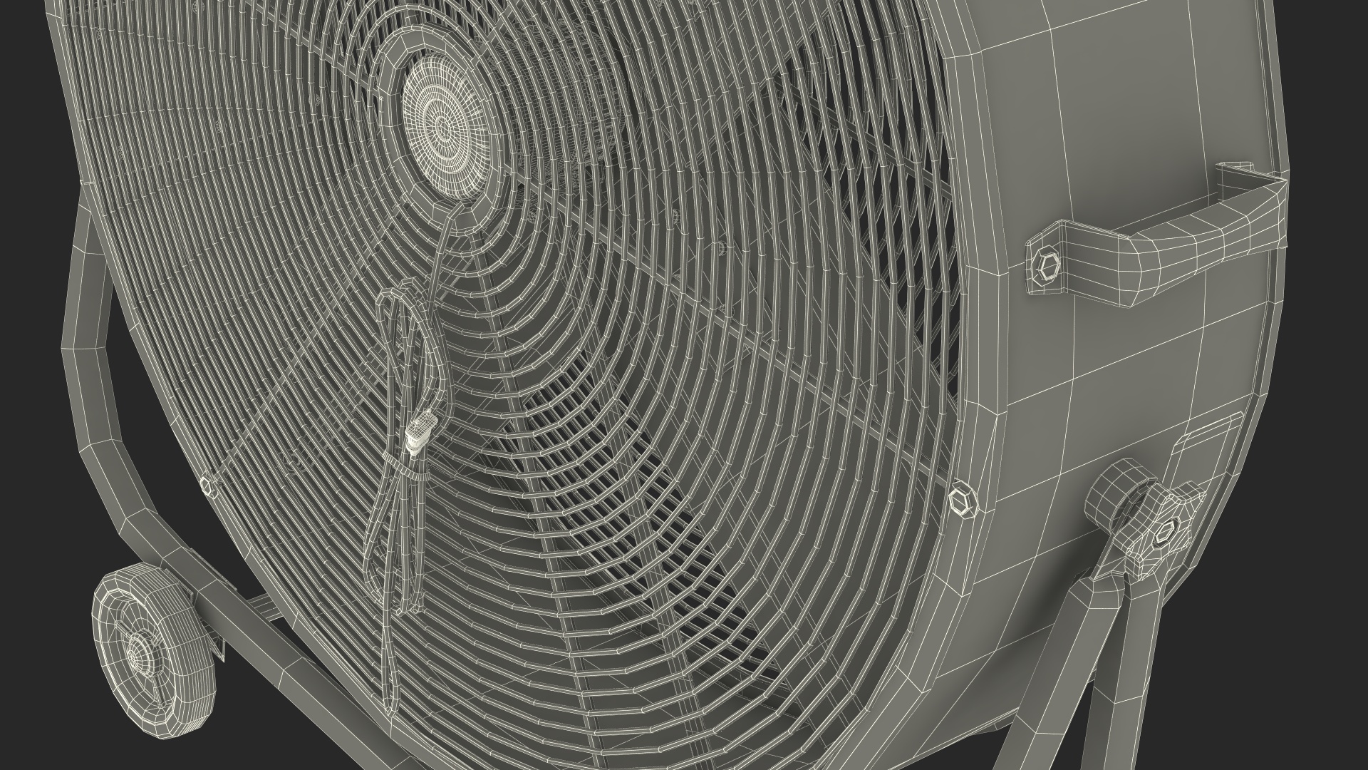 Industrial Floor Fan with Wheels 3D