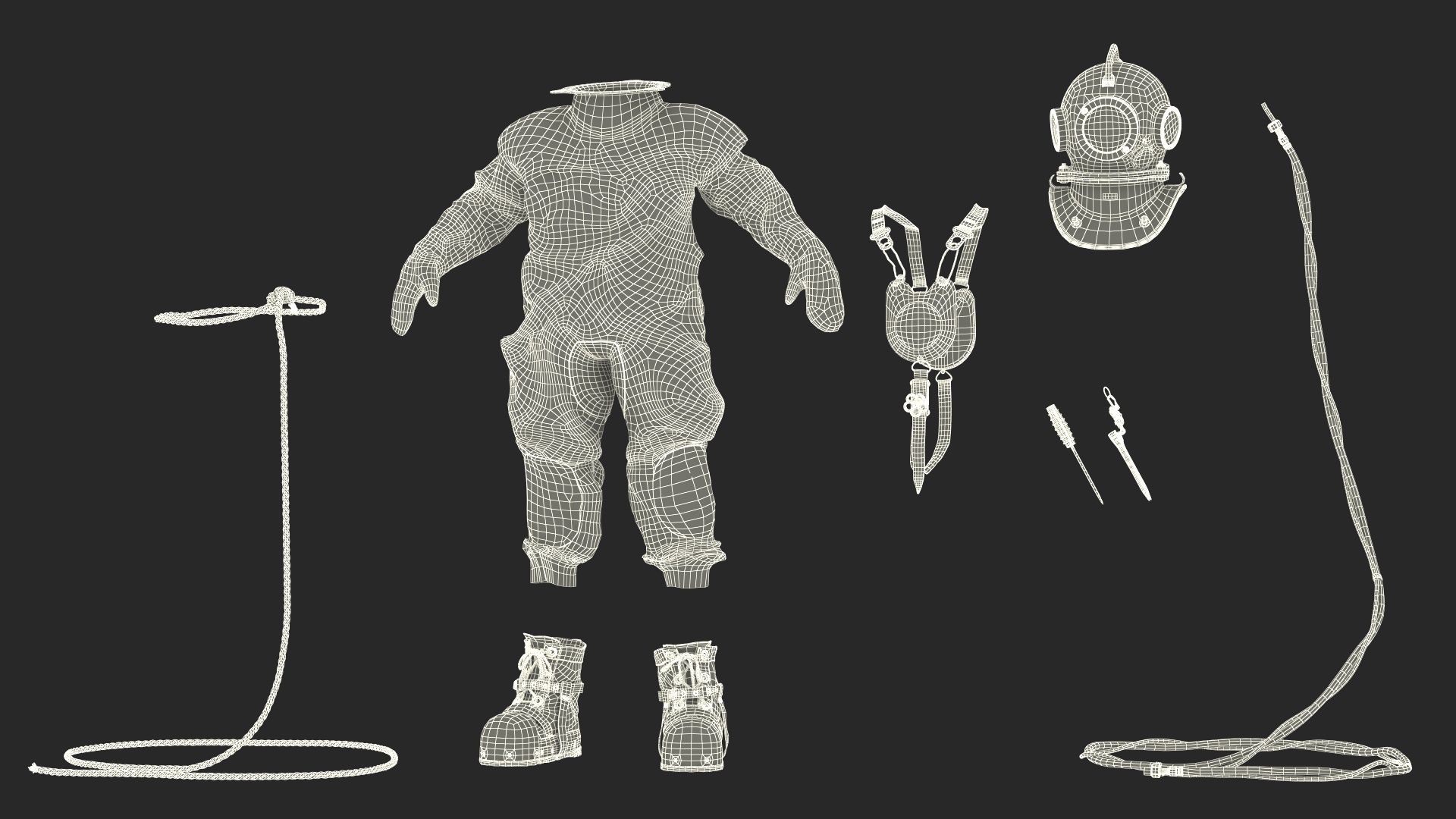 Empty Copper Diving Suit 3D model