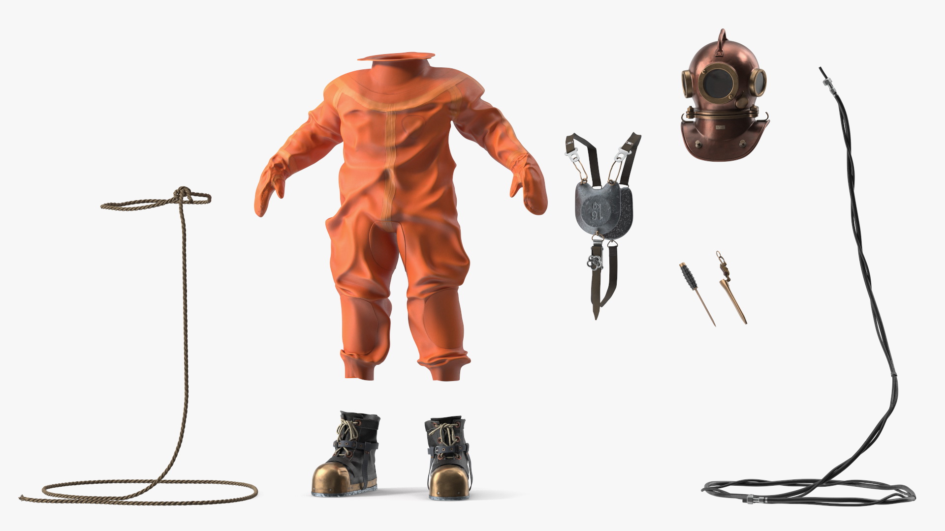 Empty Copper Diving Suit 3D model