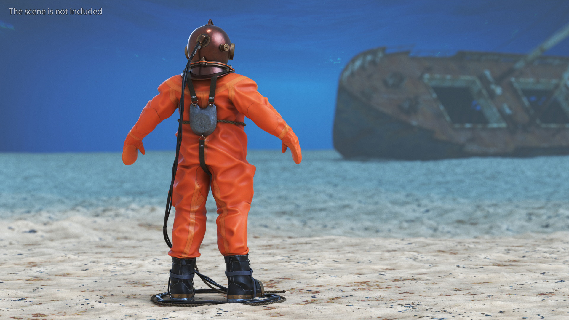 Empty Copper Diving Suit 3D model