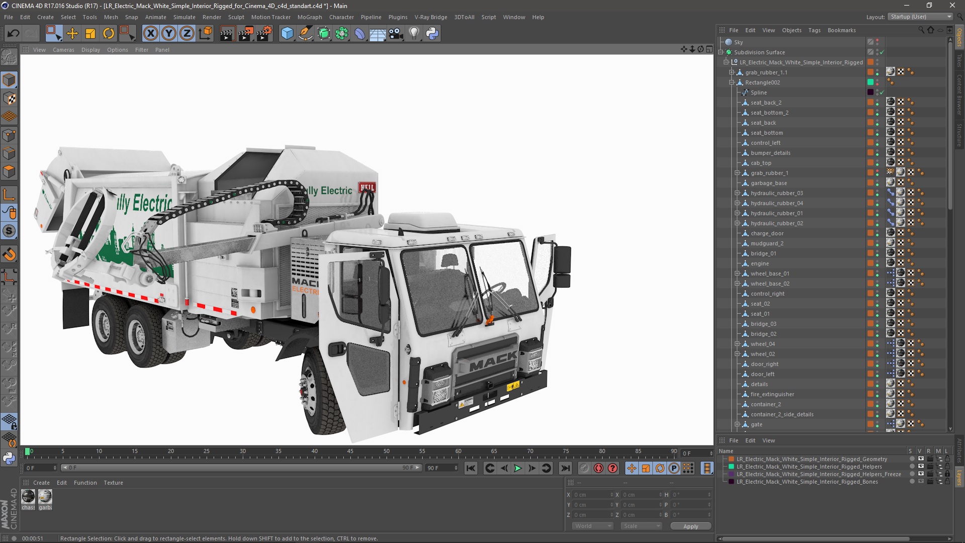 LR Electric Mack White Simple Interior Rigged for Cinema 4D 3D model