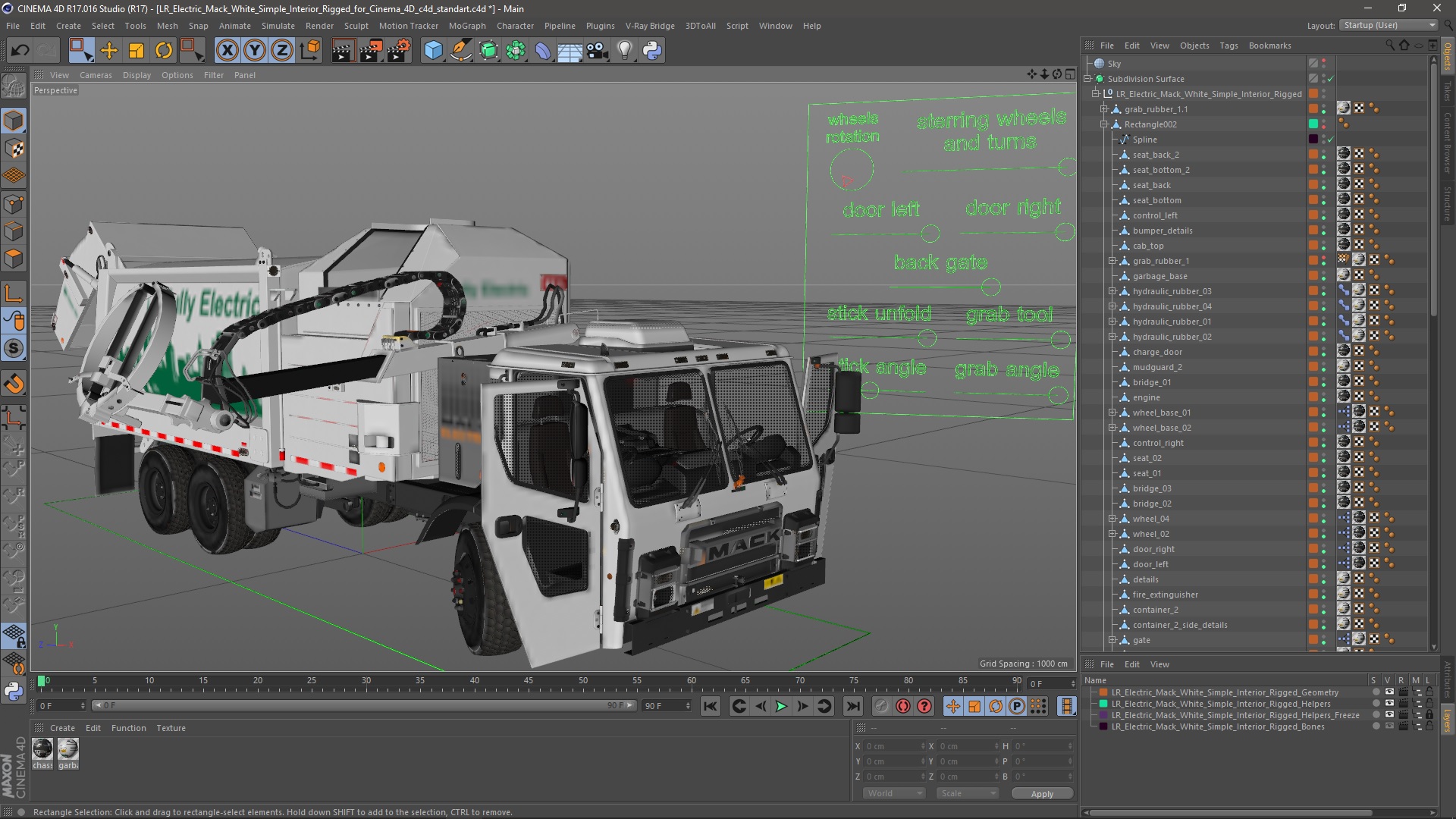LR Electric Mack White Simple Interior Rigged for Cinema 4D 3D model