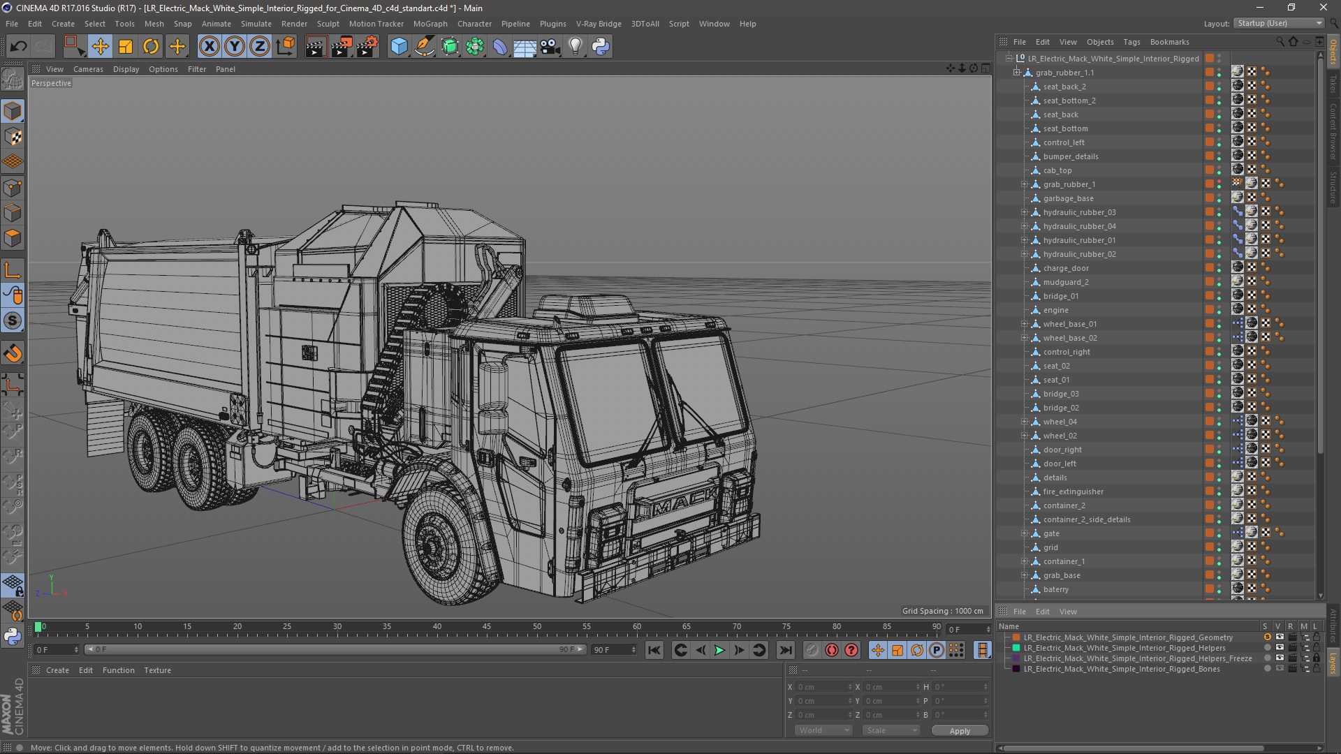 LR Electric Mack White Simple Interior Rigged for Cinema 4D 3D model