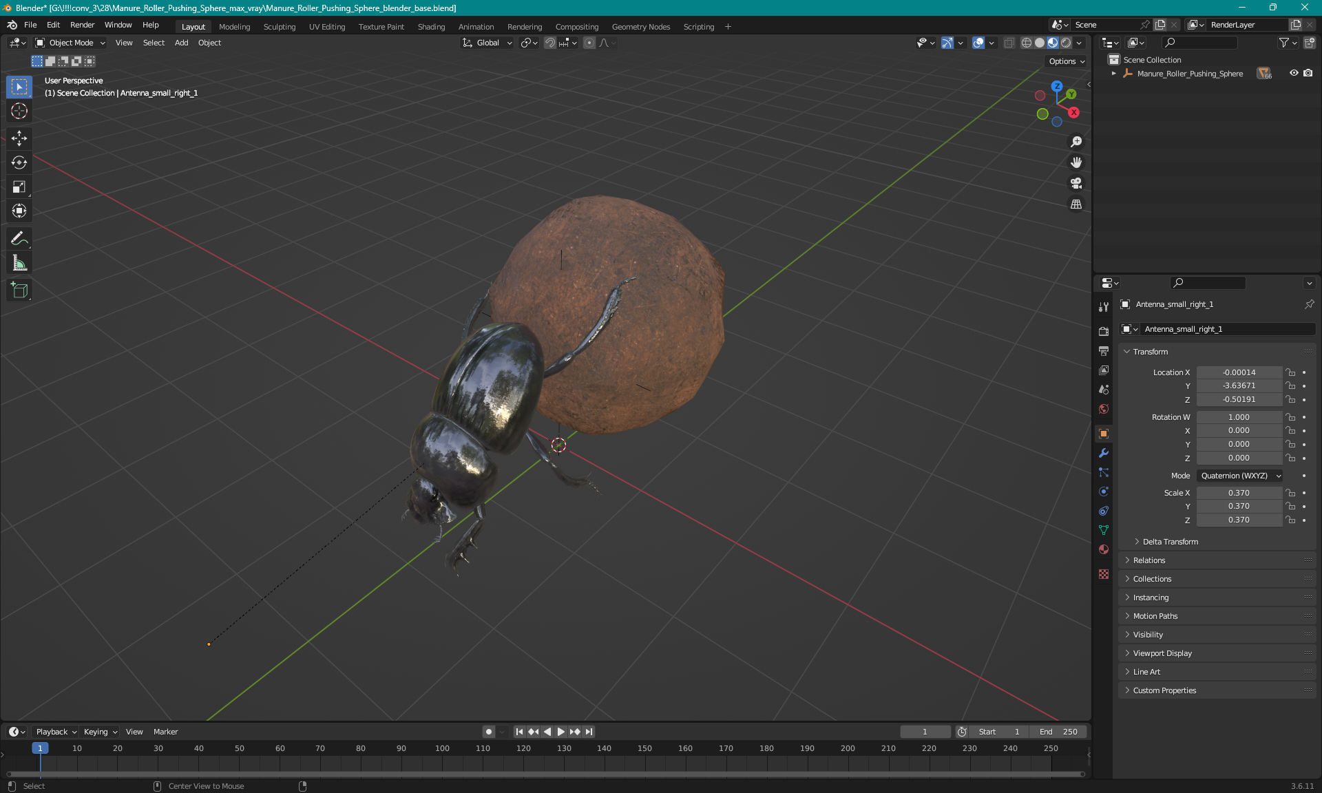 3D Manure Roller Pushing Sphere model