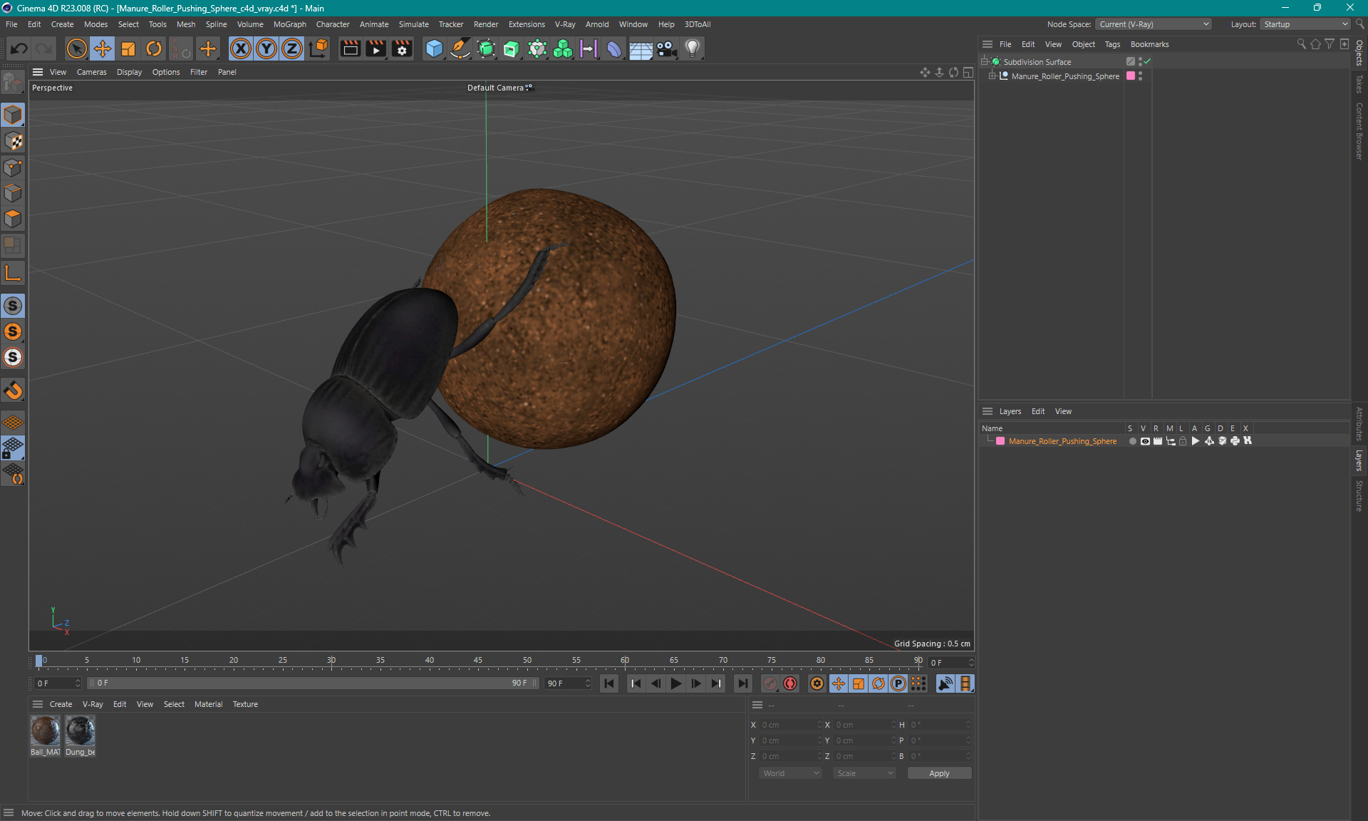 3D Manure Roller Pushing Sphere model