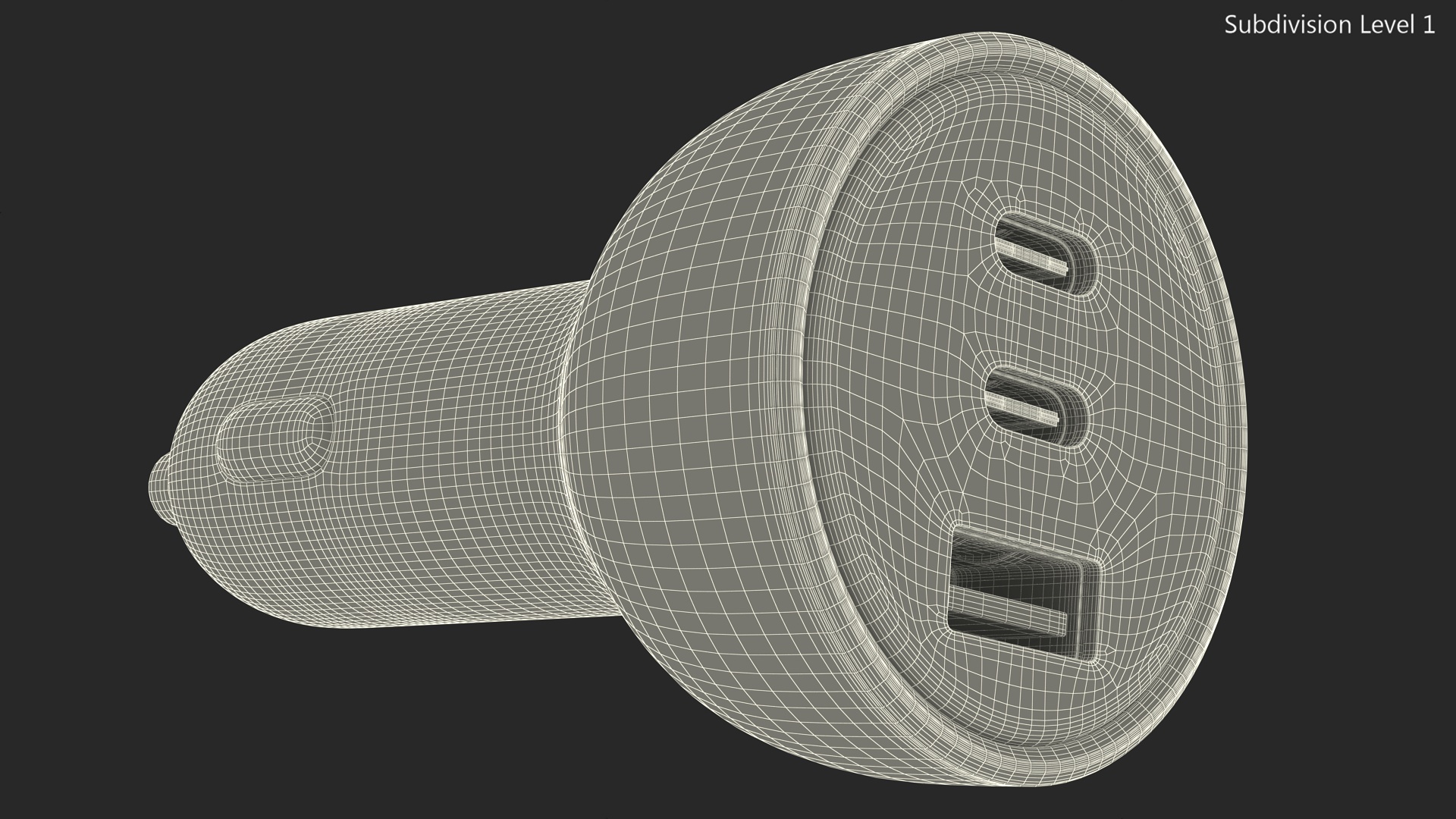3D White USB Type C Car Charger model