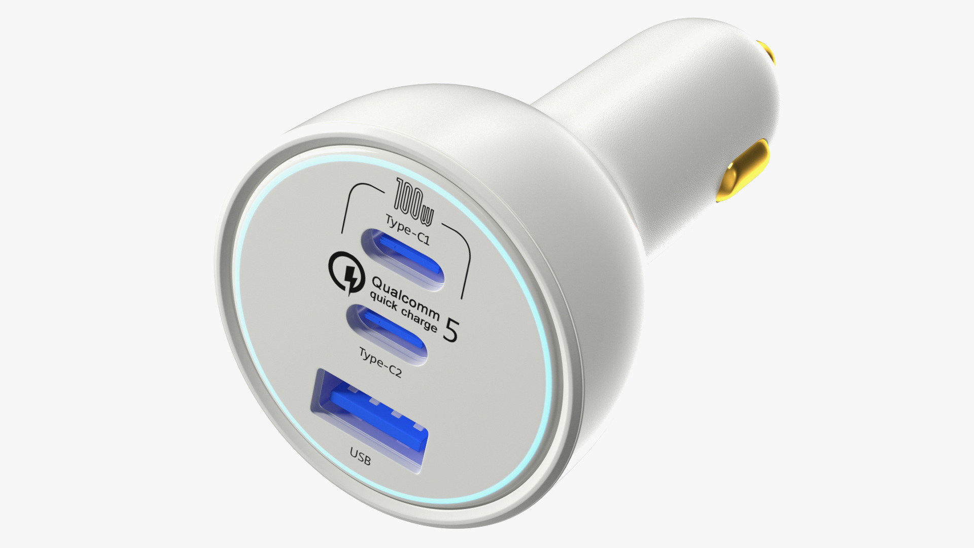 3D White USB Type C Car Charger model