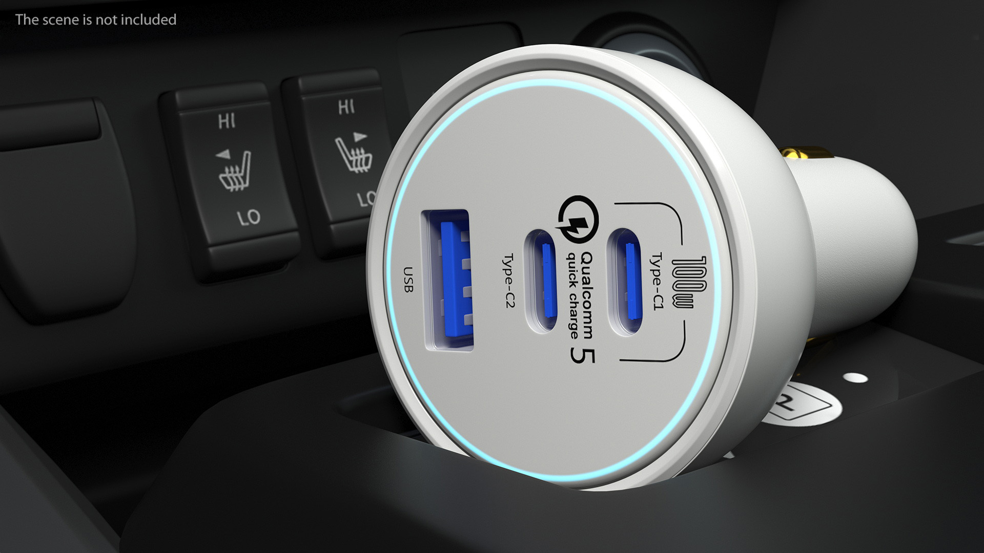 3D White USB Type C Car Charger model