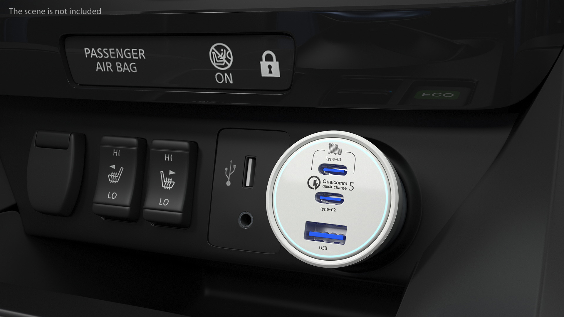3D White USB Type C Car Charger model