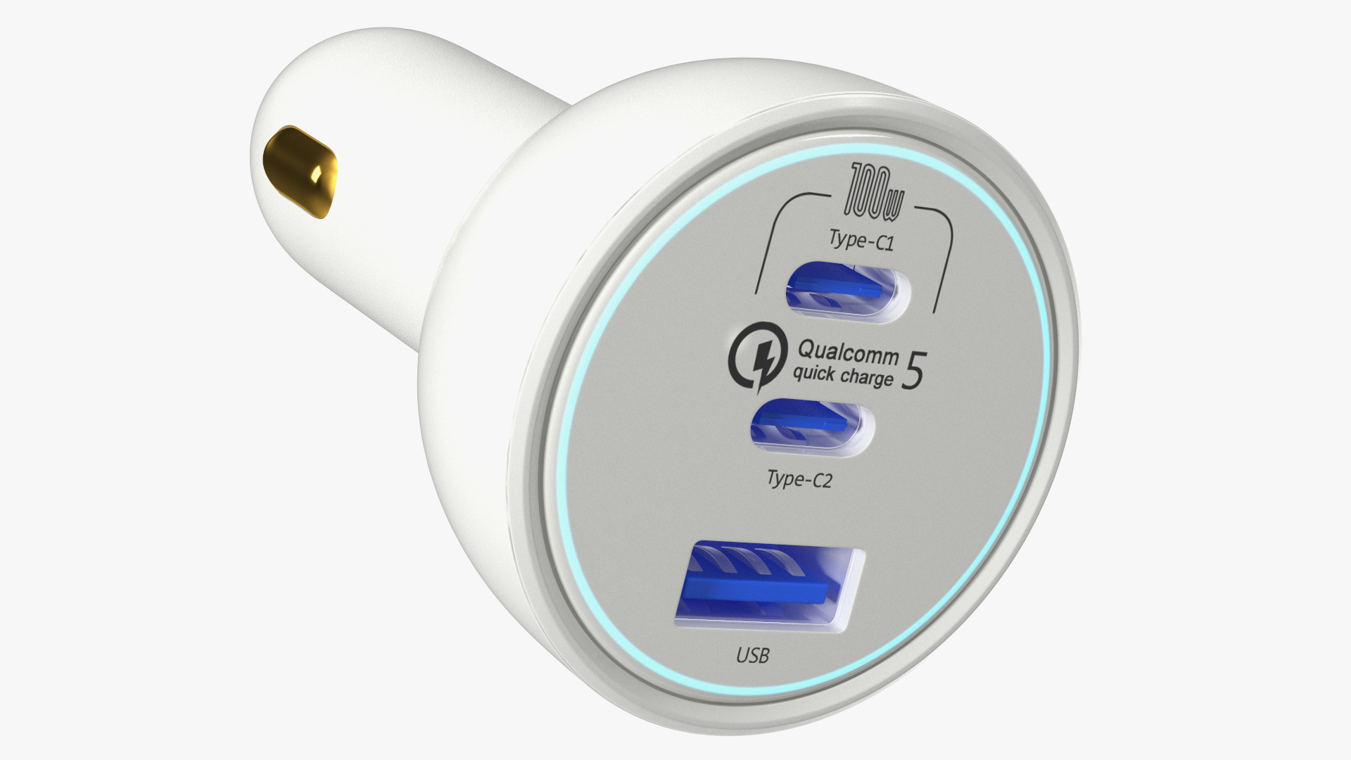 3D White USB Type C Car Charger model