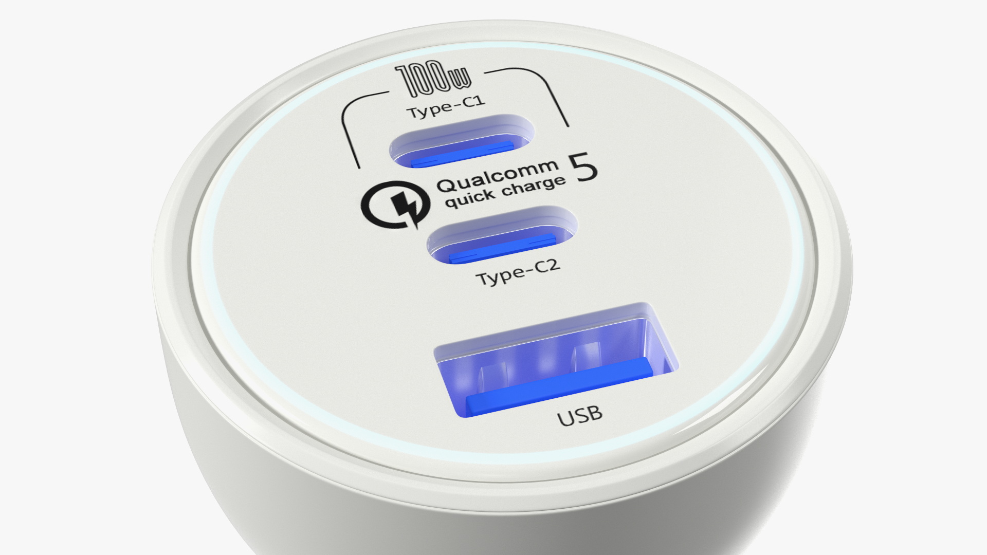 3D White USB Type C Car Charger model
