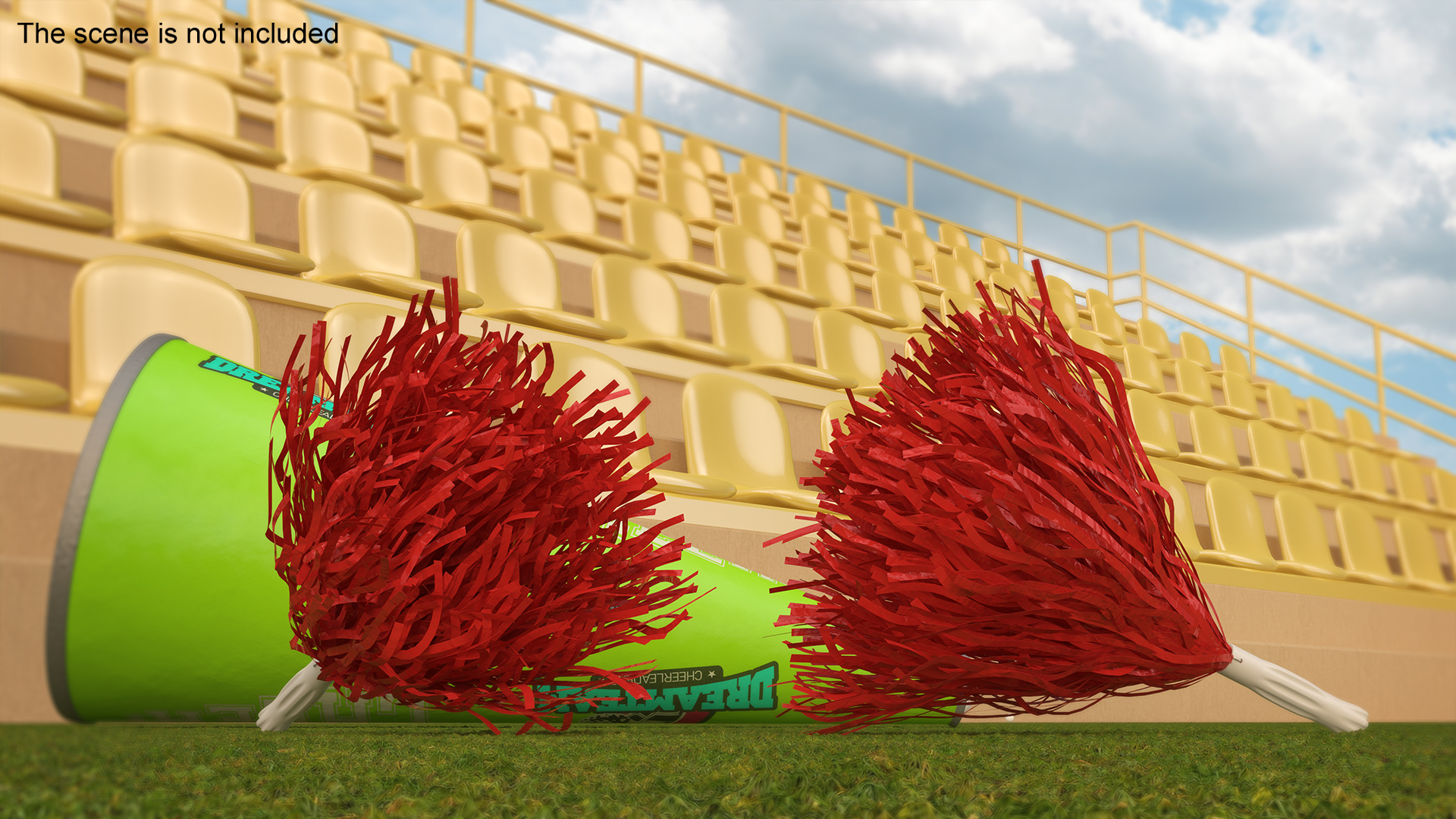 3D Pom Poms Red Color model