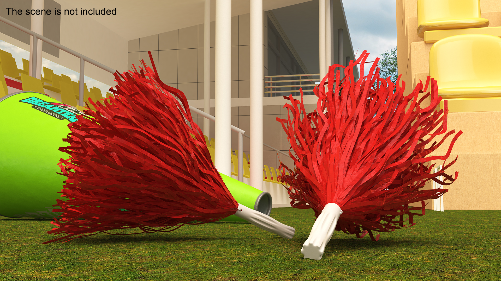 3D Pom Poms Red Color model