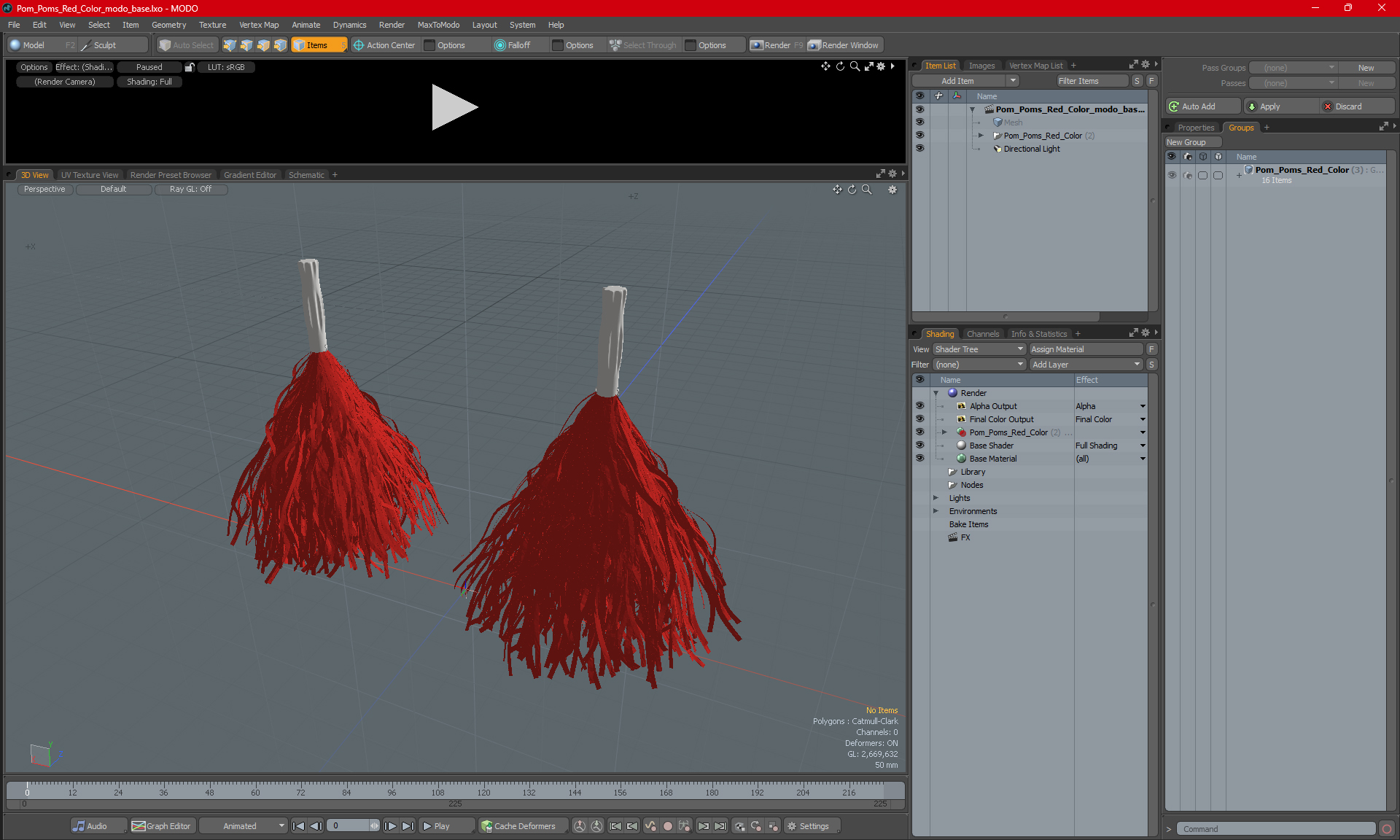 3D Pom Poms Red Color model