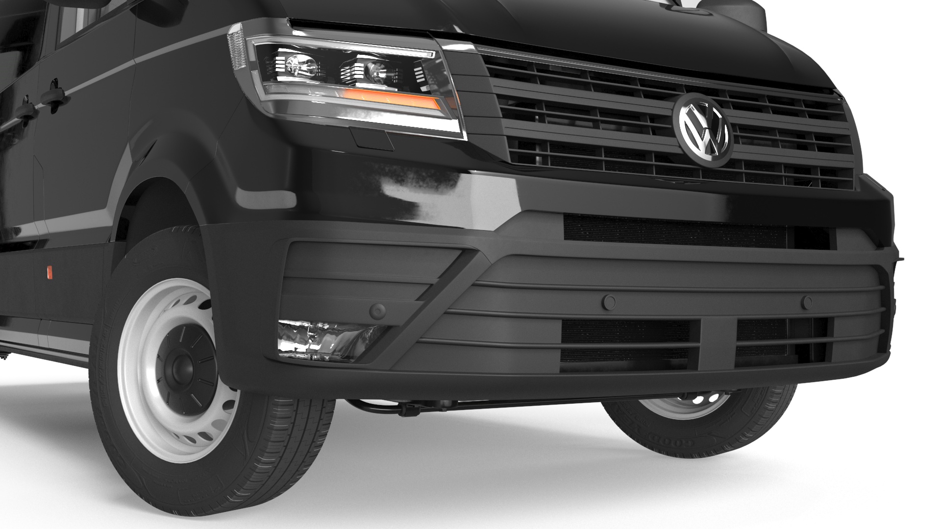 3D Volkswagen Crafter Van 2024 Black Color Rigged