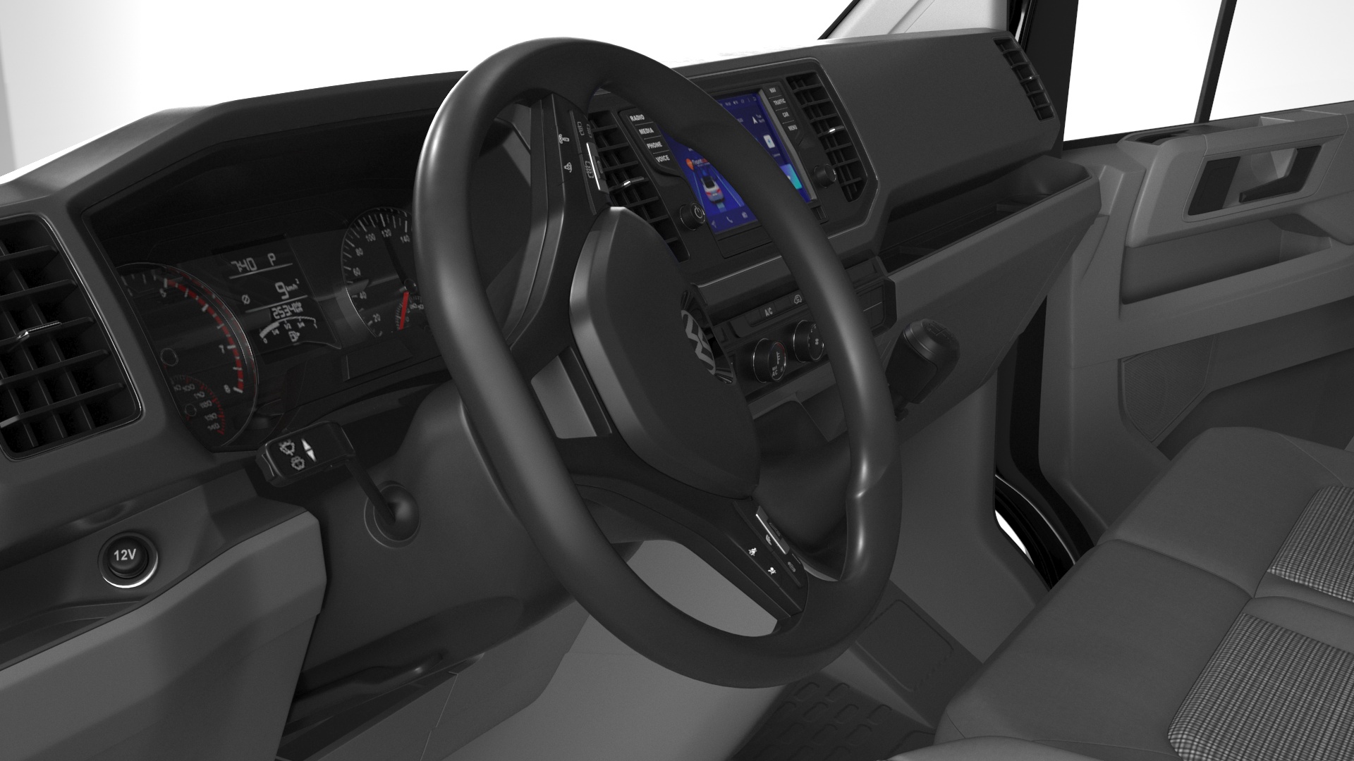 3D Volkswagen Crafter Van 2024 Black Color Rigged