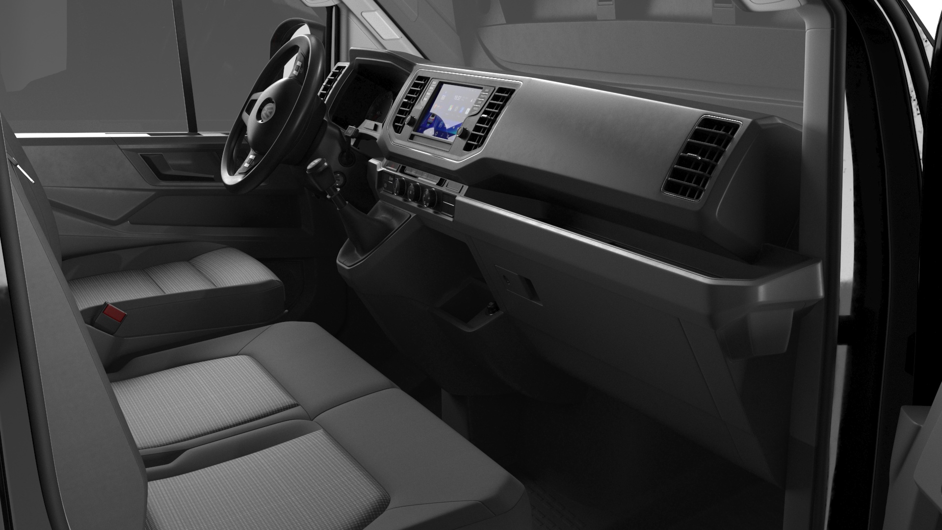 3D Volkswagen Crafter Van 2024 Black Color Rigged