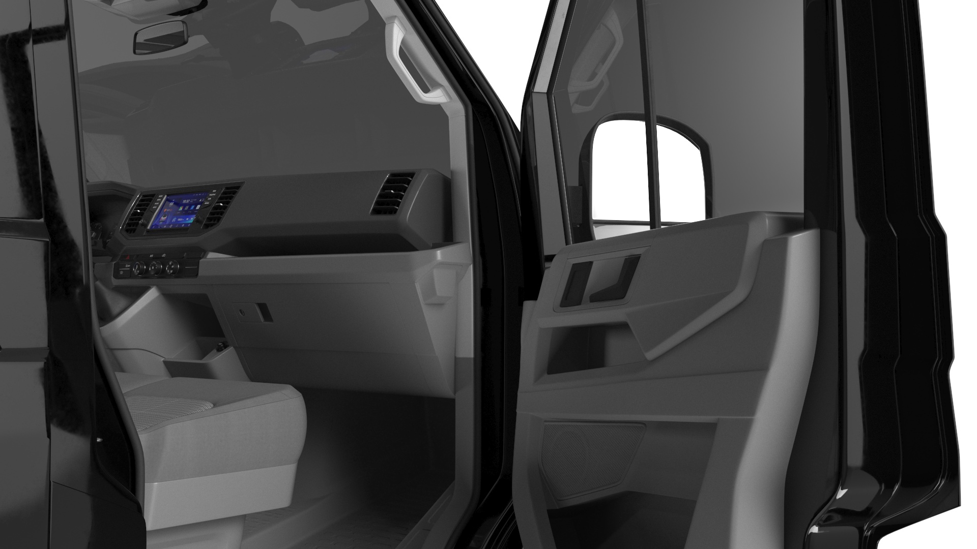 3D Volkswagen Crafter Van 2024 Black Color Rigged