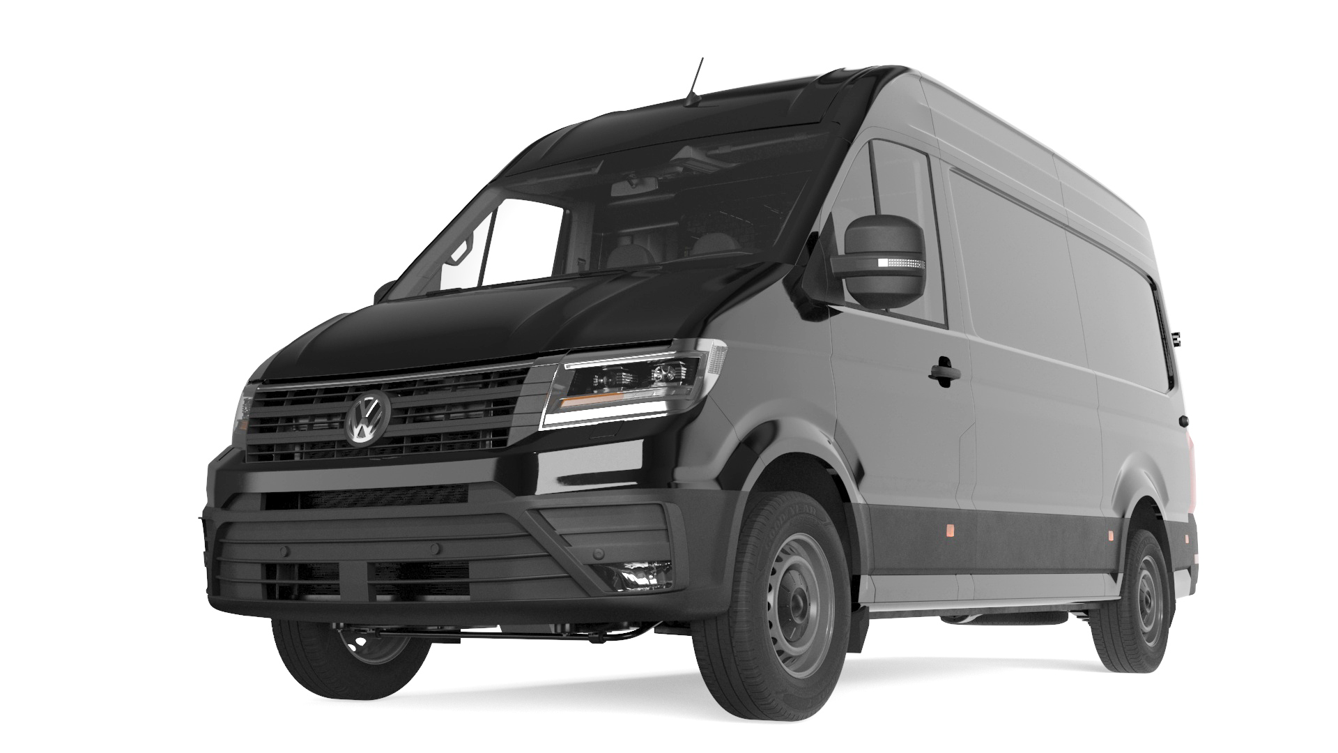 3D Volkswagen Crafter Van 2024 Black Color Rigged