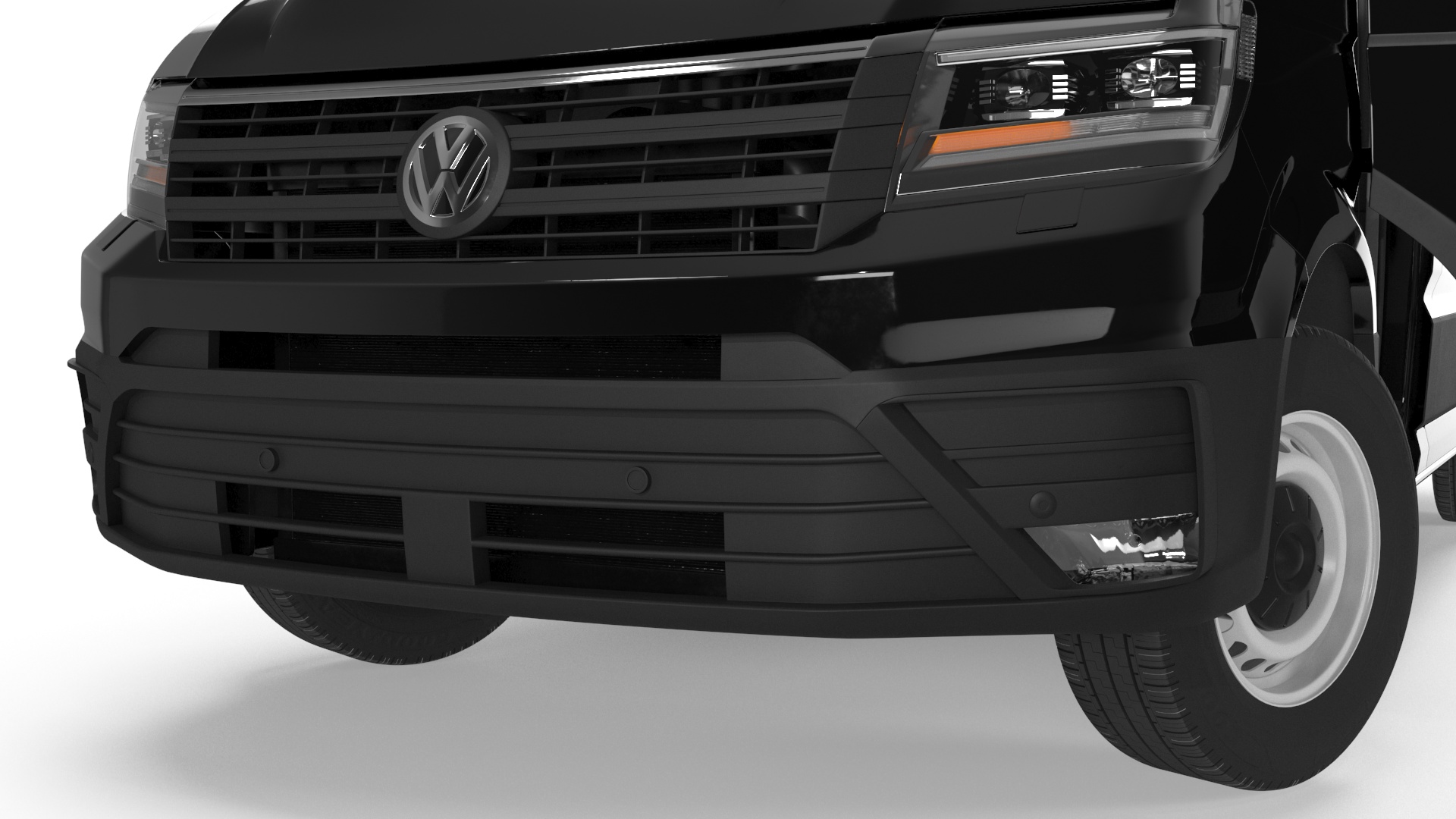 3D Volkswagen Crafter Van 2024 Black Color Rigged