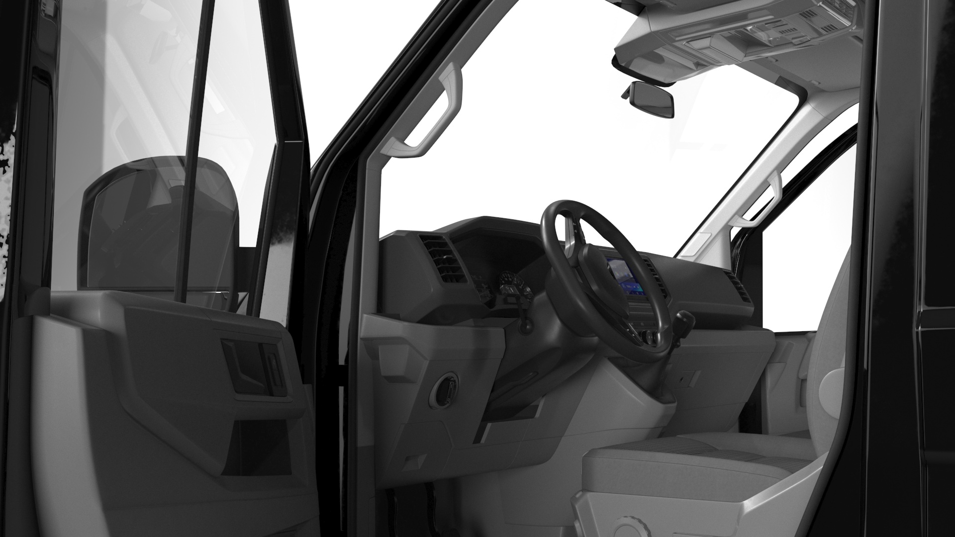3D Volkswagen Crafter Van 2024 Black Color Rigged