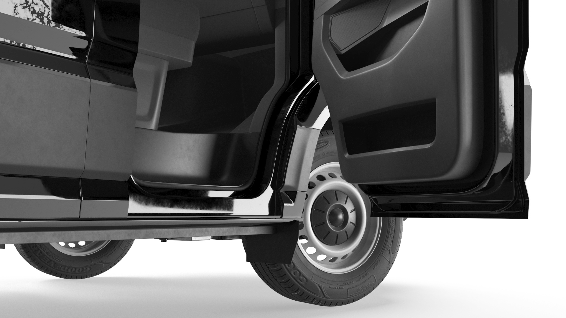 3D Volkswagen Crafter Van 2024 Black Color Rigged