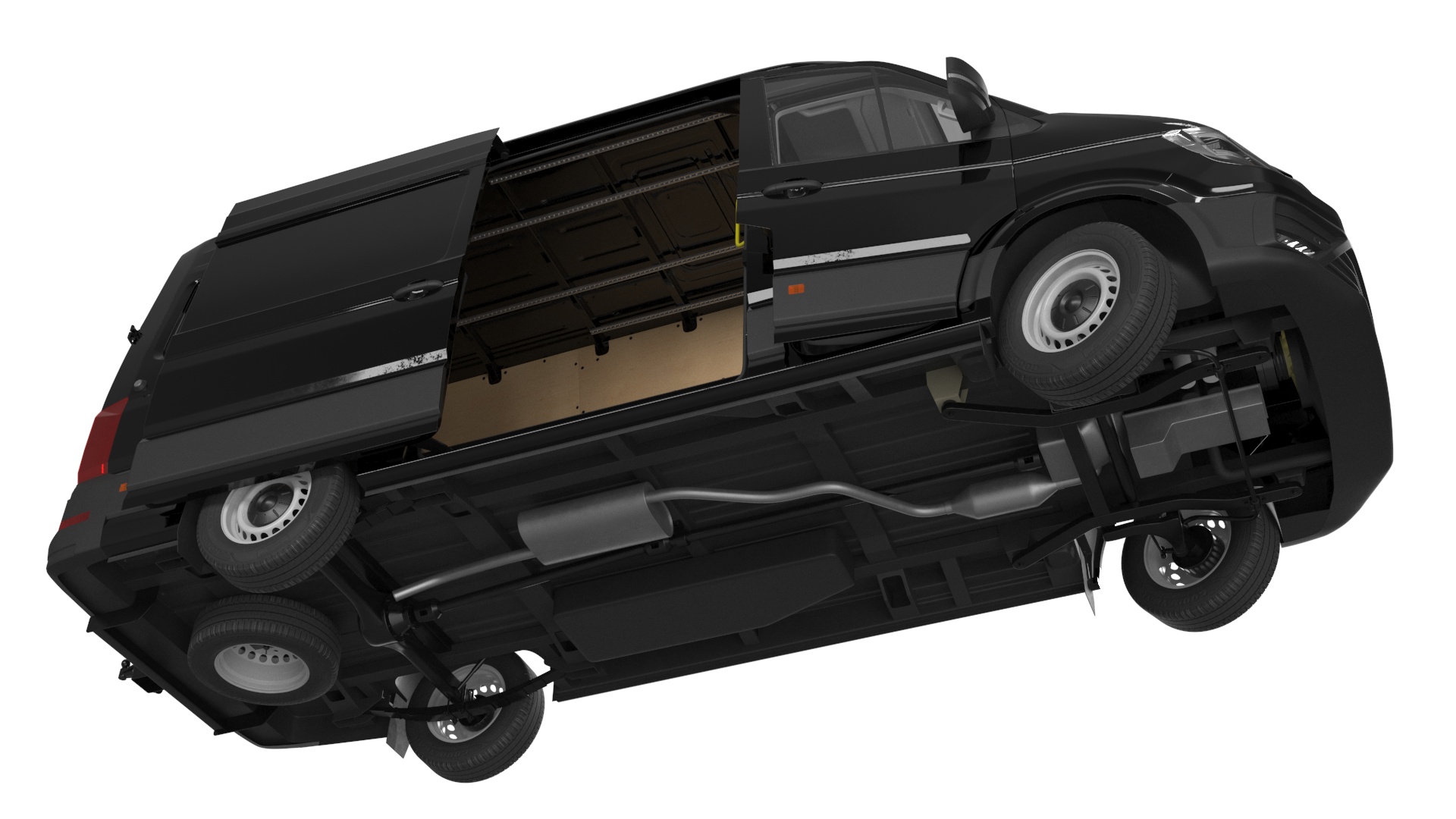 3D Volkswagen Crafter Van 2024 Black Color Rigged