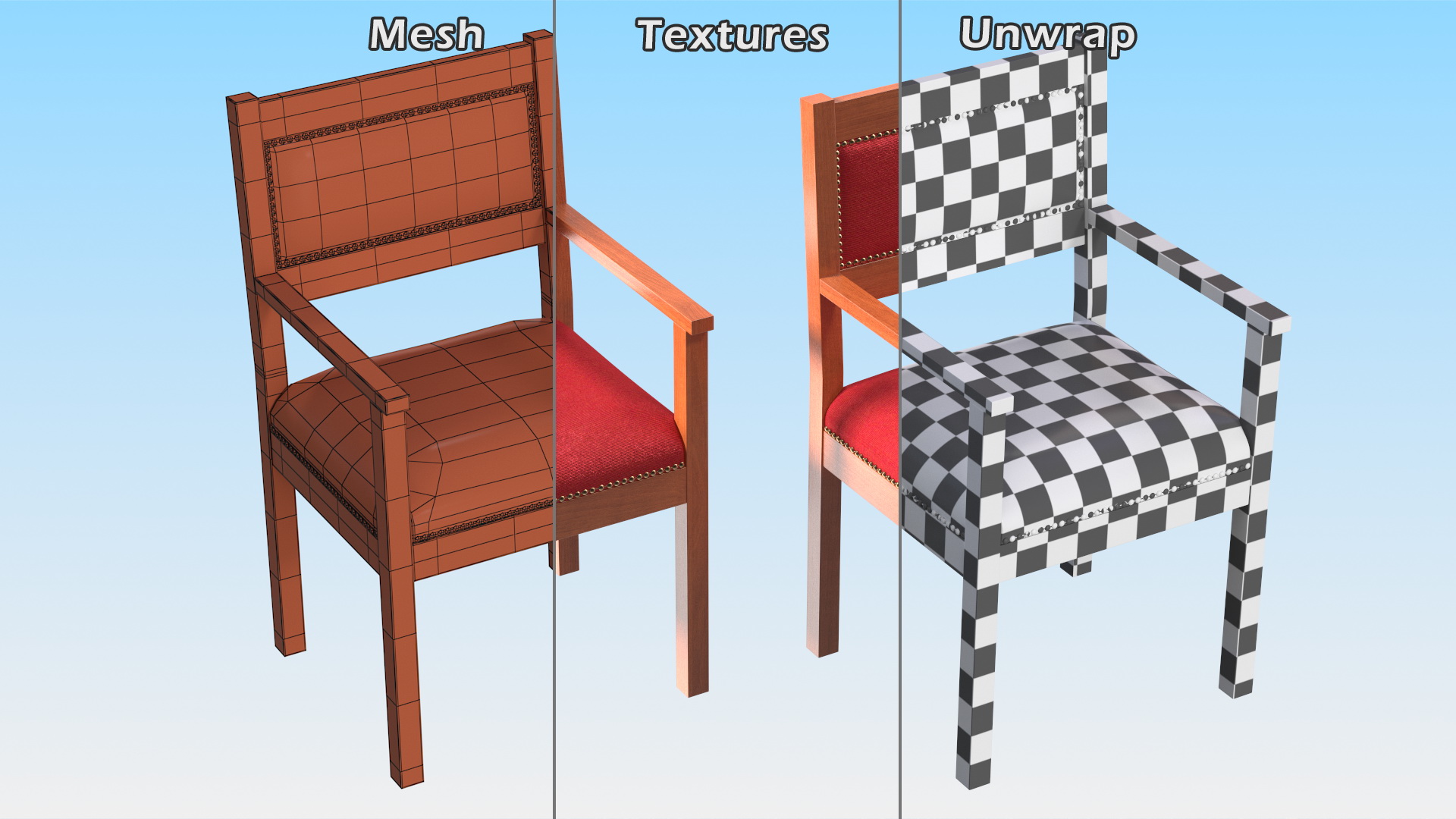 Church Wooden Armchair 3D