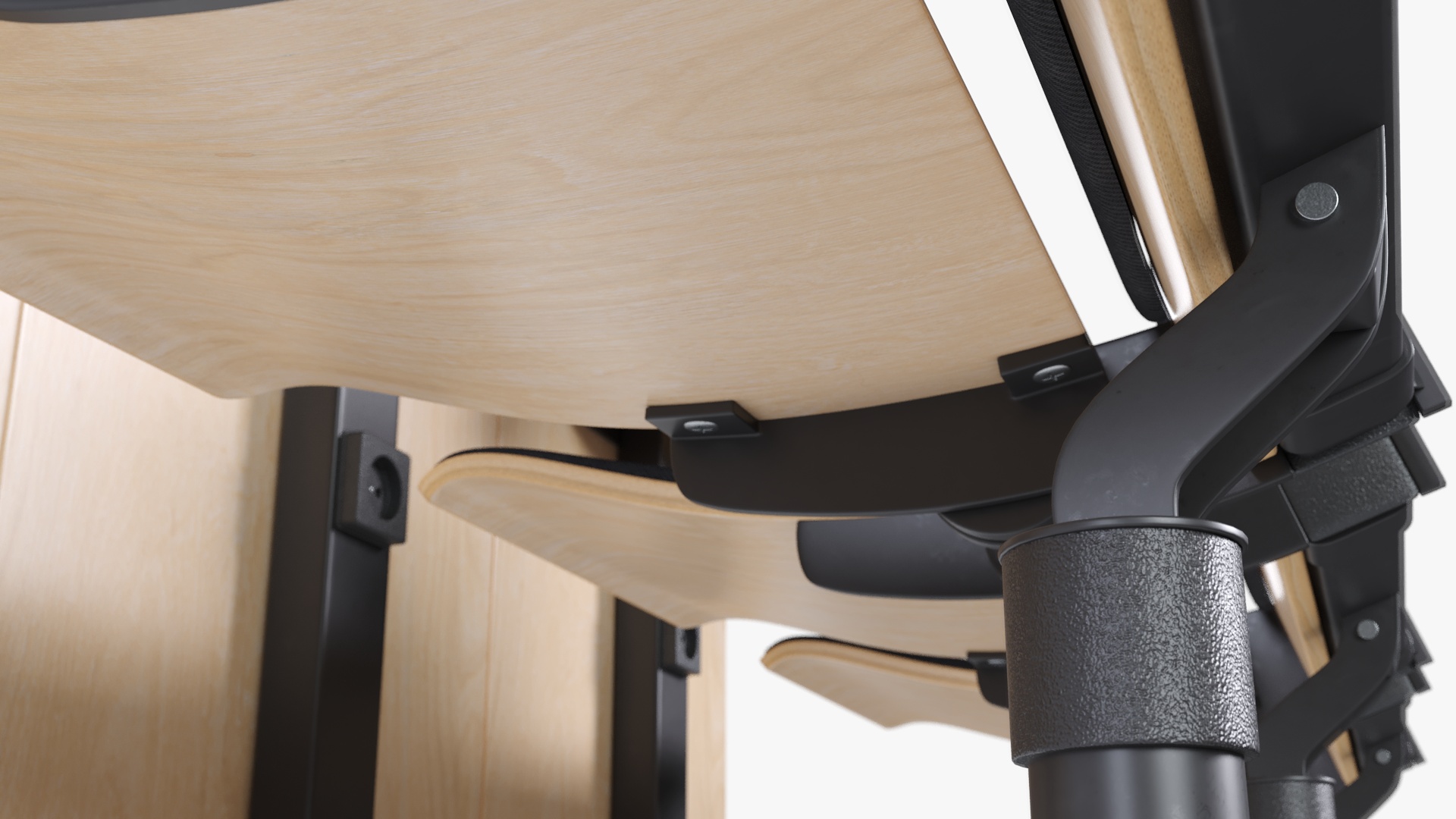 Auditorium Chairs And Tables Light Wood Soft 3D model