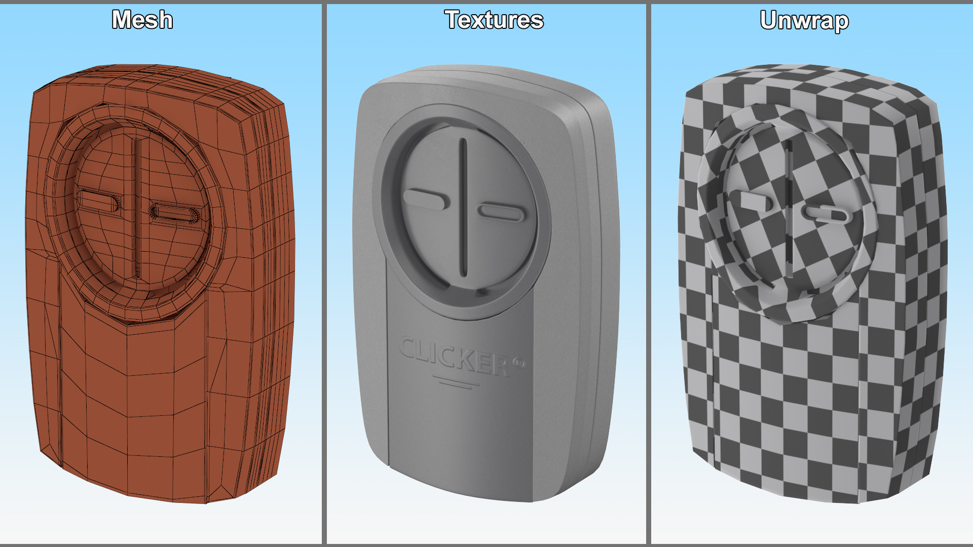 3D Garage Door Remote Gray model