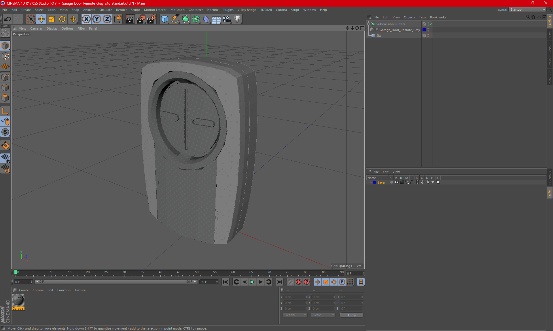 3D Garage Door Remote Gray model