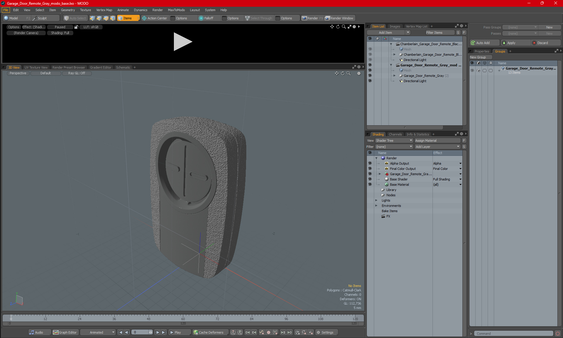 3D Garage Door Remote Gray model