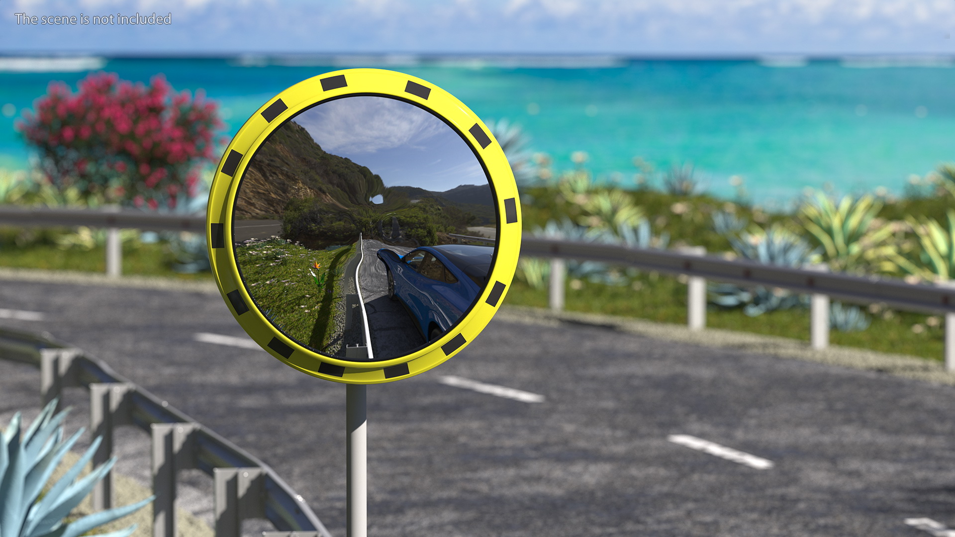 3D Industrial Round Mirror Yellow Frame