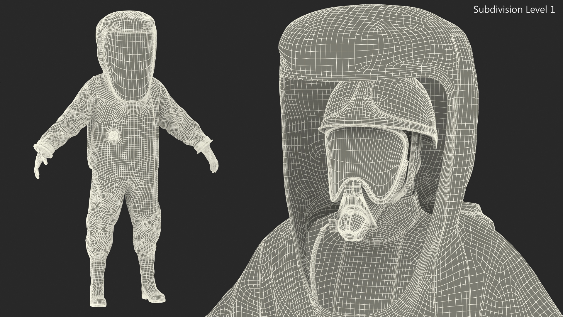 3D Fully Encapsulating Chemical Protection Suit Rigged