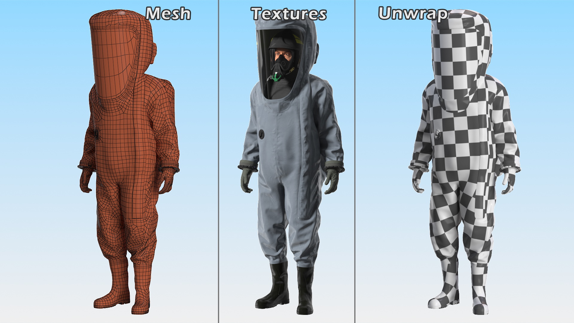 3D Fully Encapsulating Chemical Protection Suit Rigged