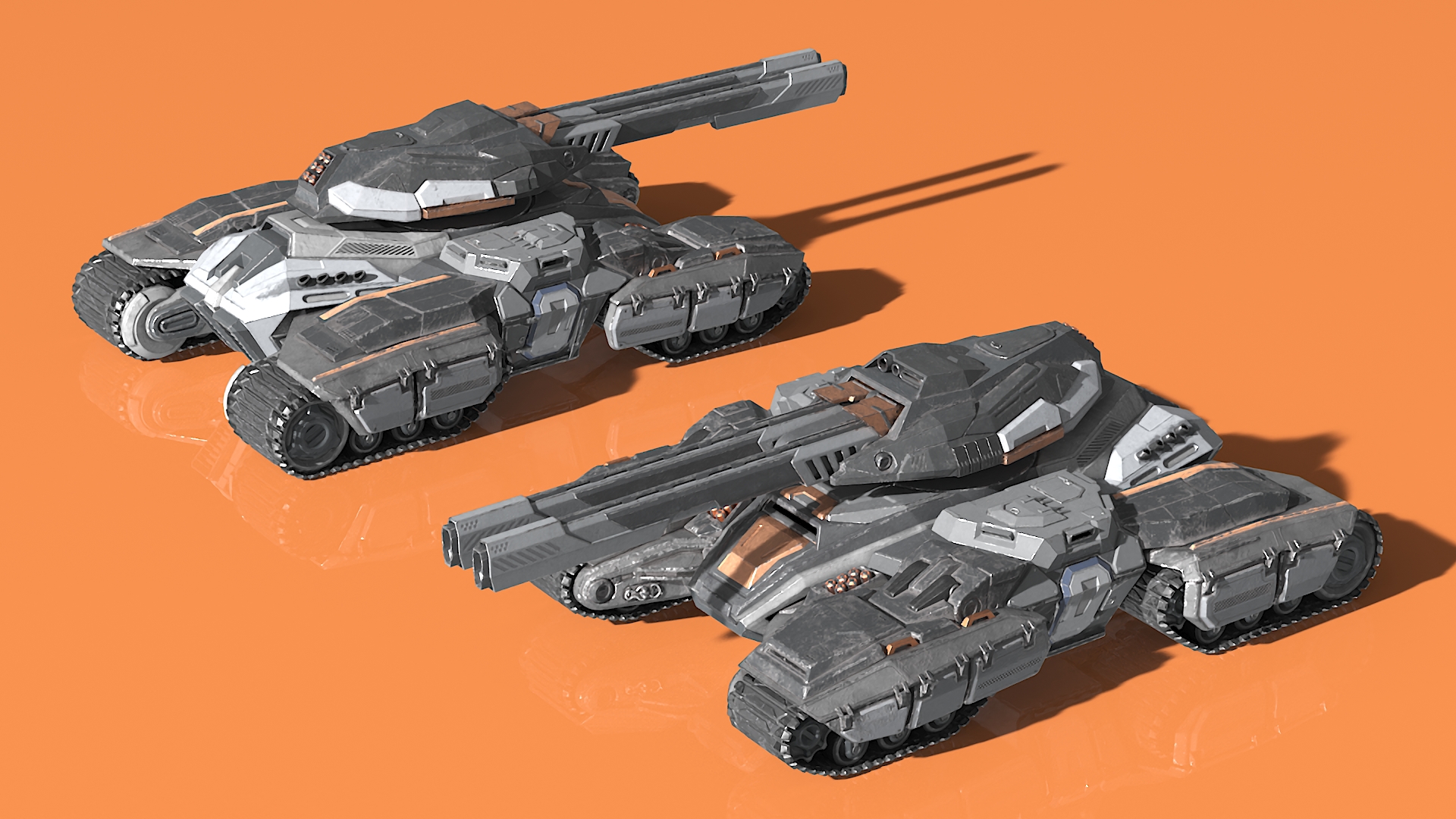3D Futuristic Armored Tank Vehicle Rigged model