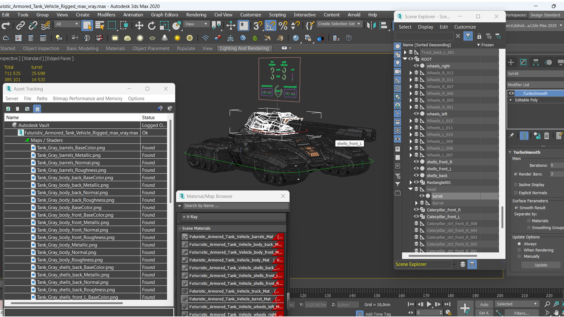 3D Futuristic Armored Tank Vehicle Rigged model