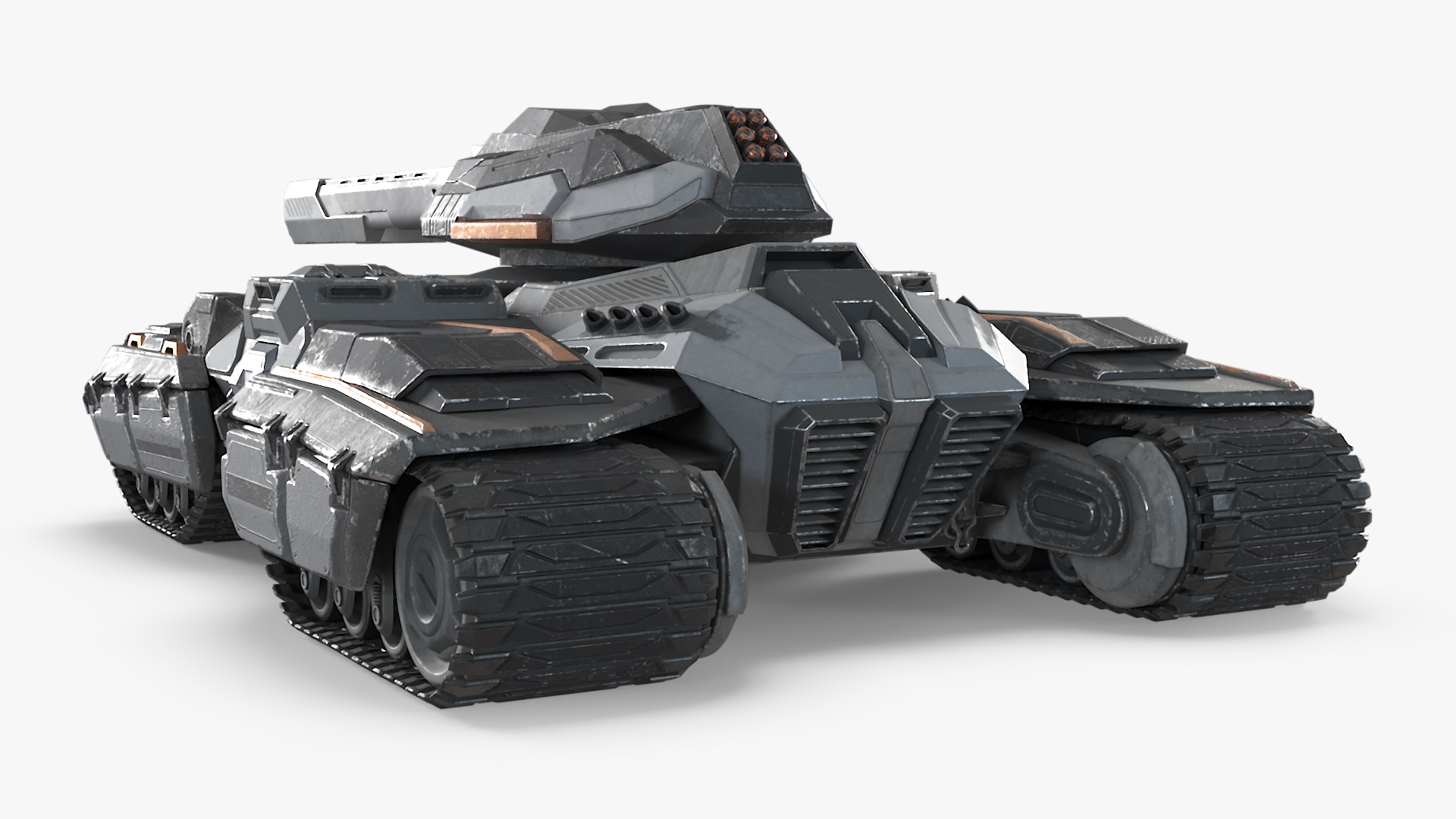 3D Futuristic Armored Tank Vehicle Rigged model