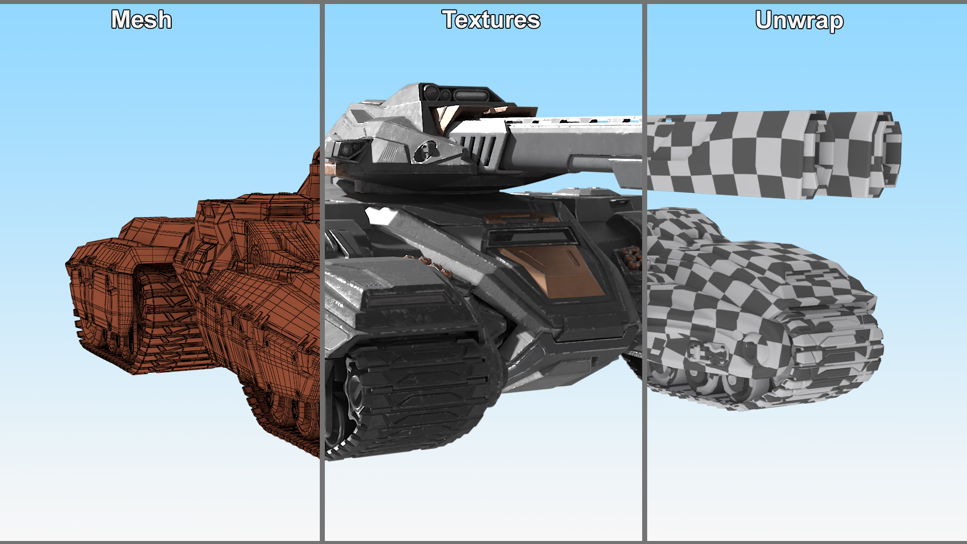 3D Futuristic Armored Tank Vehicle Rigged model