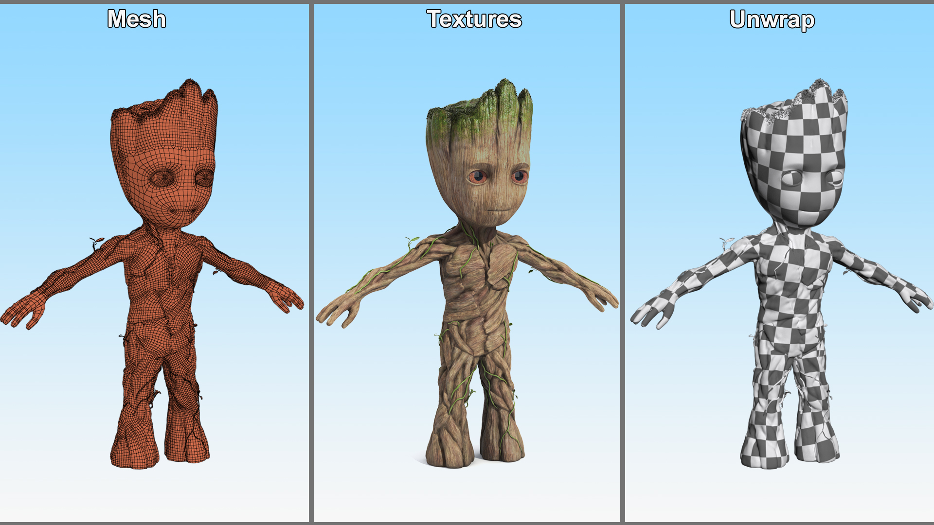 Little Groot Character from Marvel for 3D Print 3D