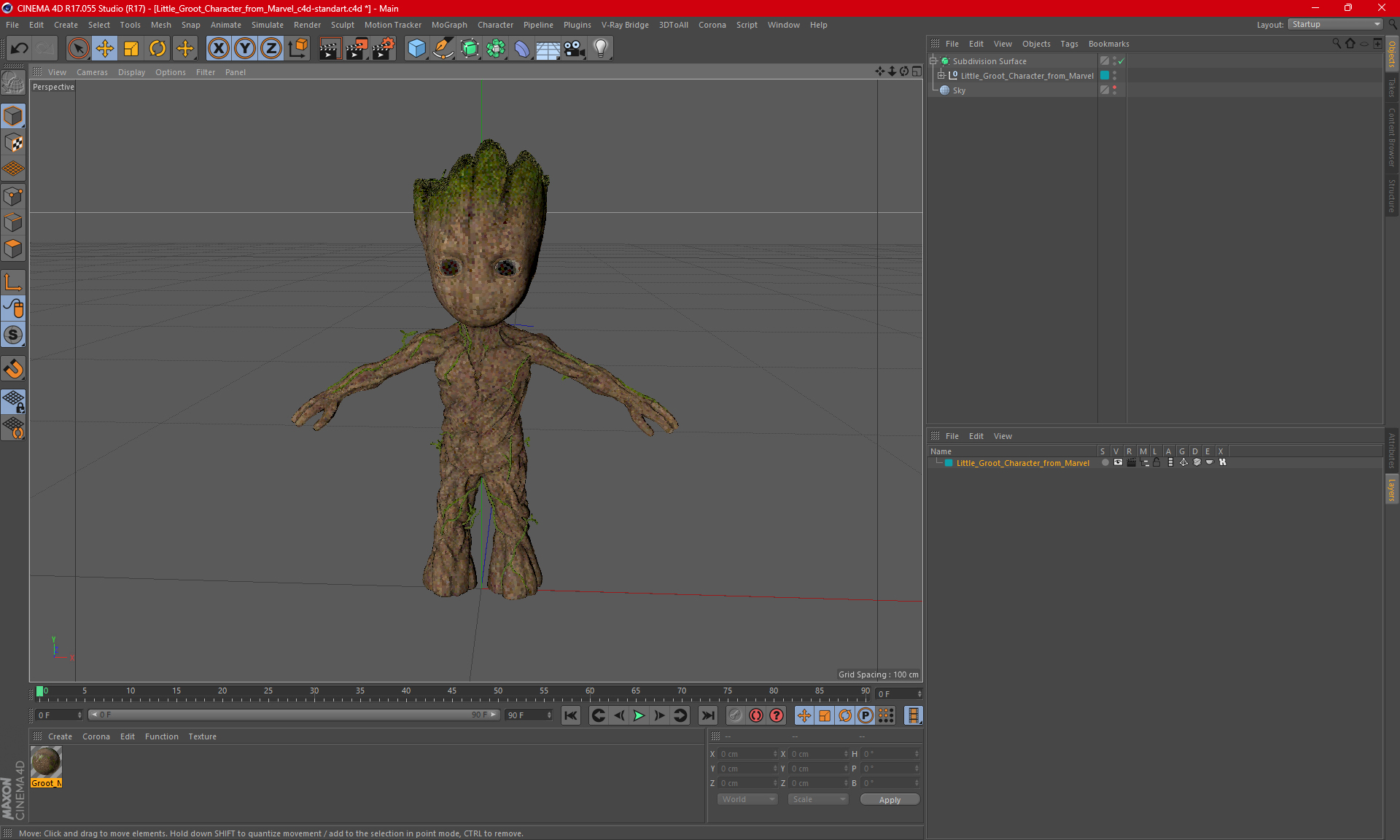 Little Groot Character from Marvel for 3D Print 3D