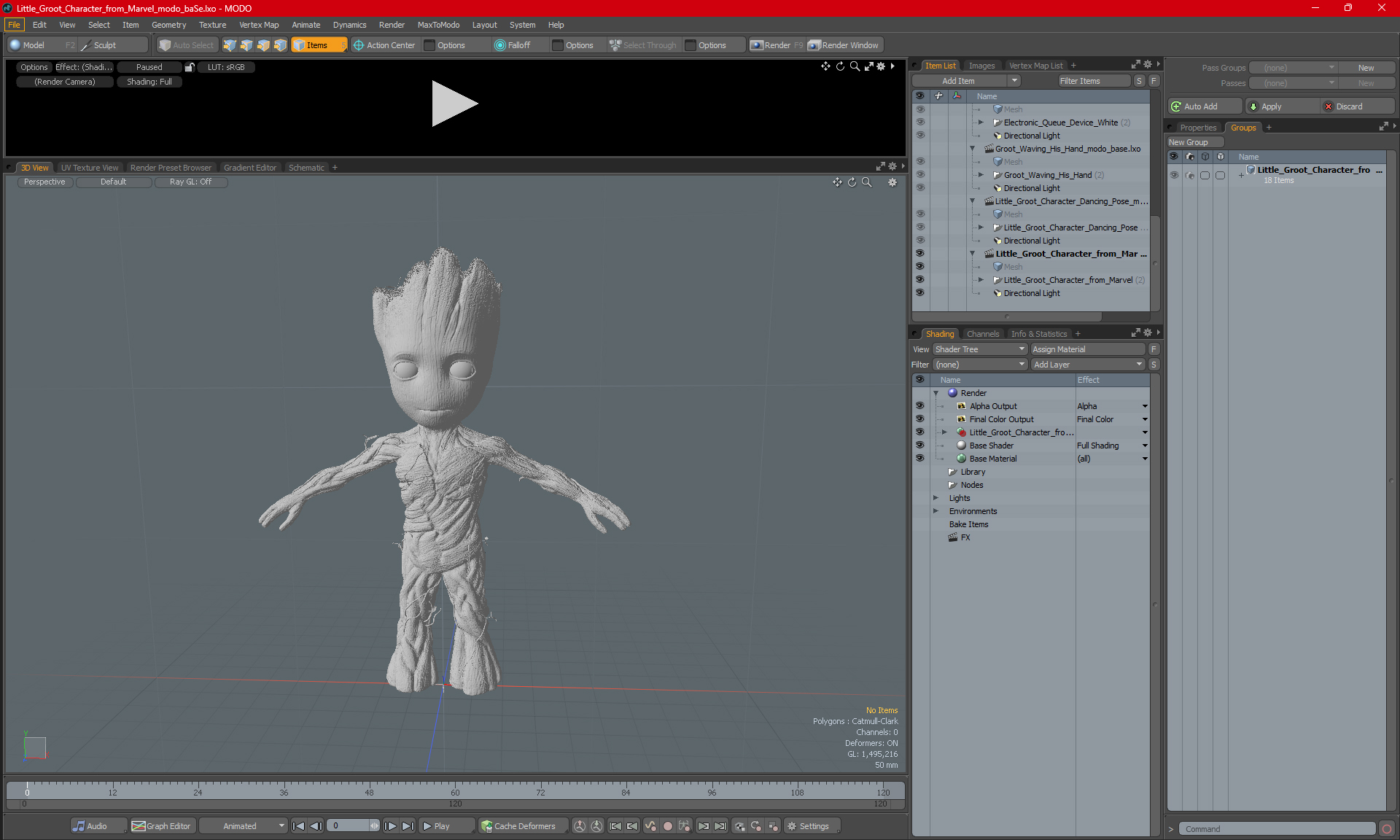 Little Groot Character from Marvel for 3D Print 3D