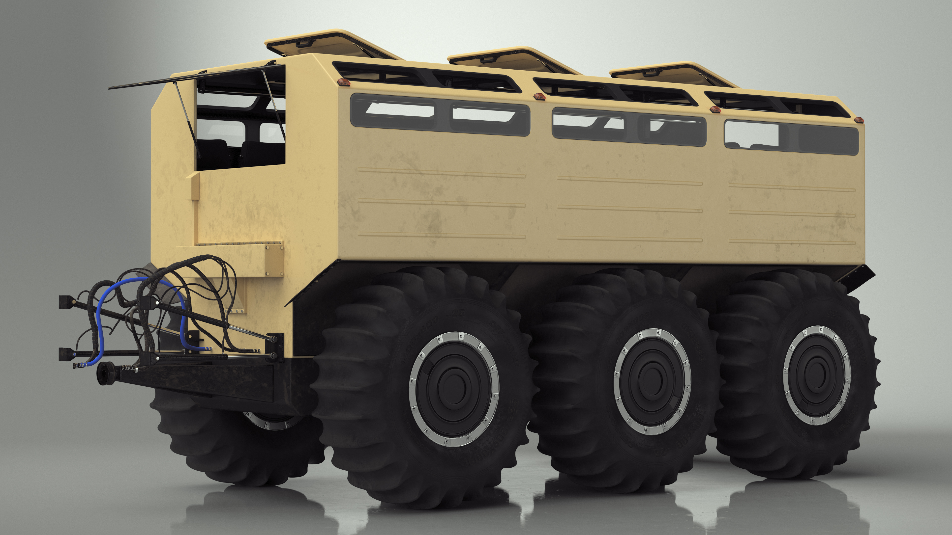 All-Terrain Trailer Beige Rigged 3D