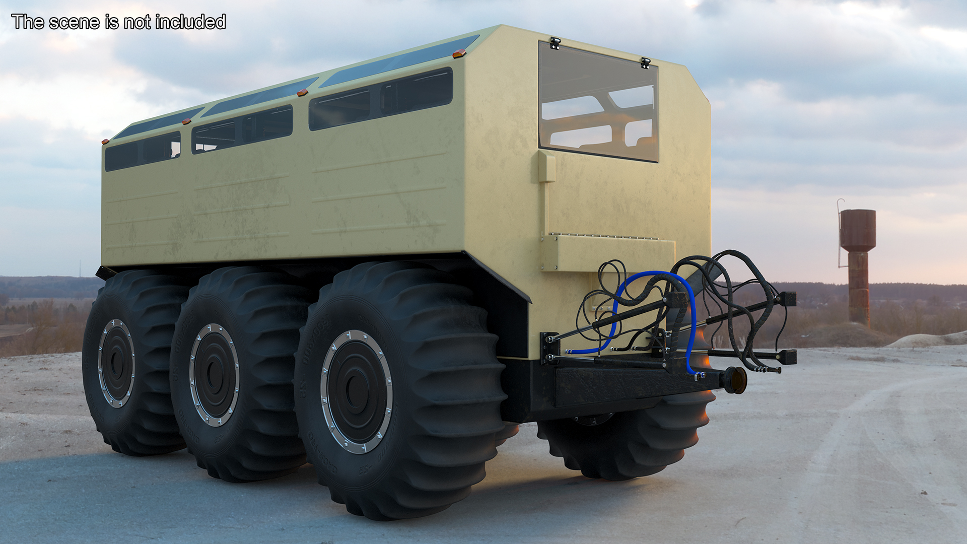 All-Terrain Trailer Beige Rigged 3D