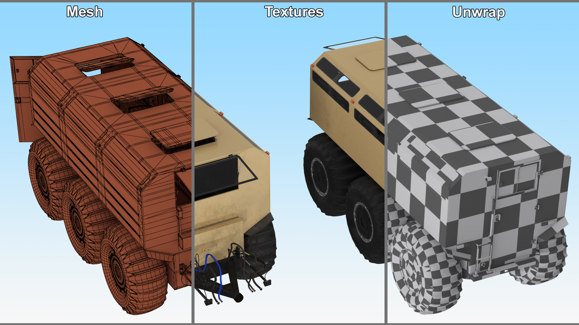 All-Terrain Trailer Beige Rigged 3D